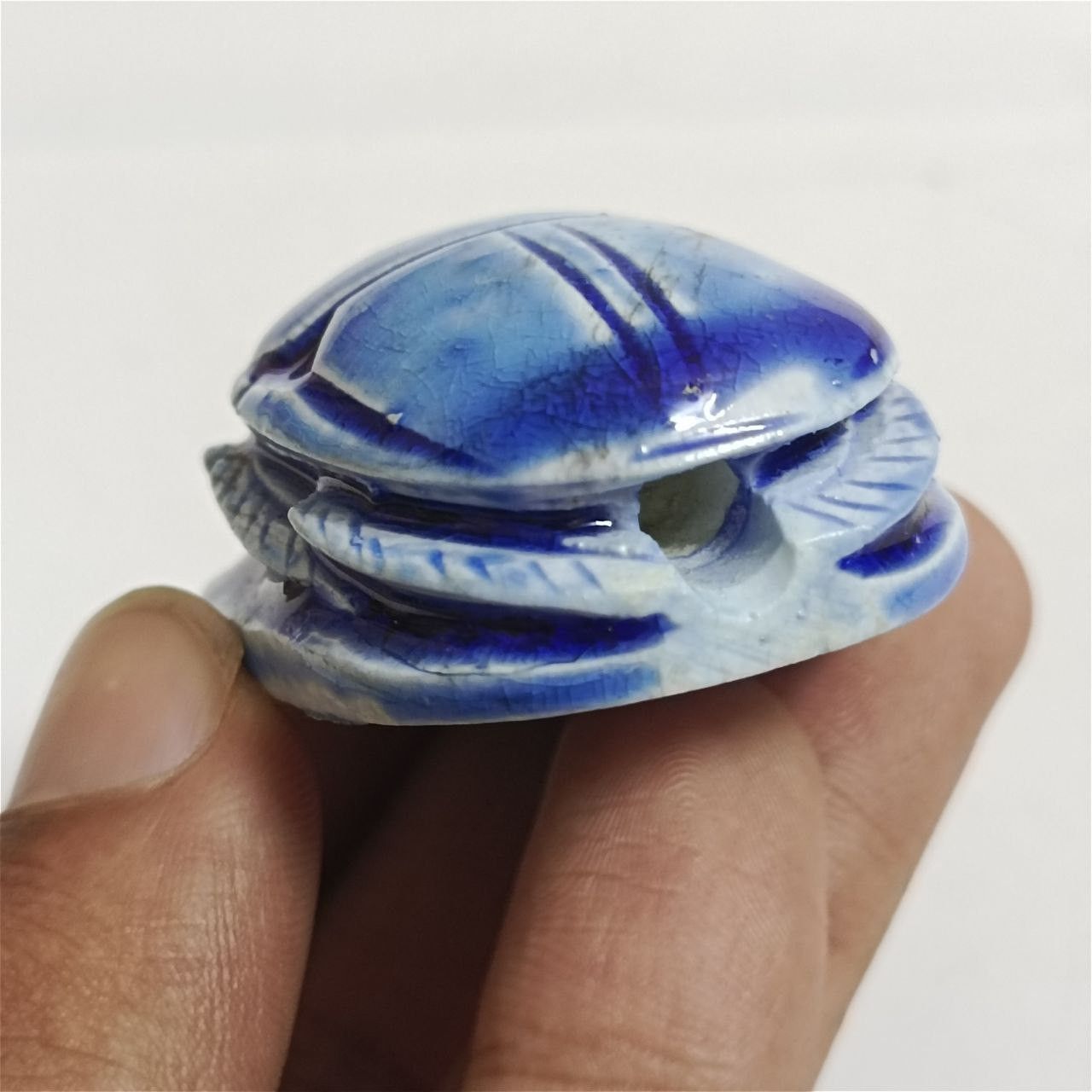 Handmade Handcrafted Egyptian blue scarab – pharaonic artwork Size ONE SIZE - 3 Thumbnail
