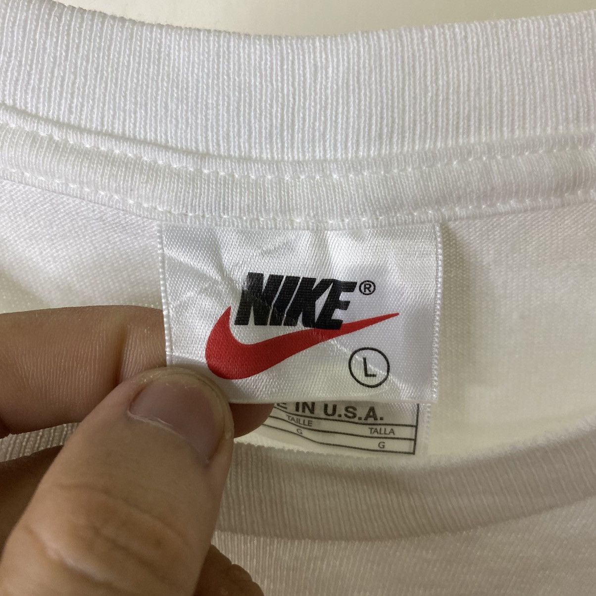 Nike Vintage 1990s Nike Block Centre Swoosh T Shirt Size US XL / EU 56 / 4 - 3 Thumbnail