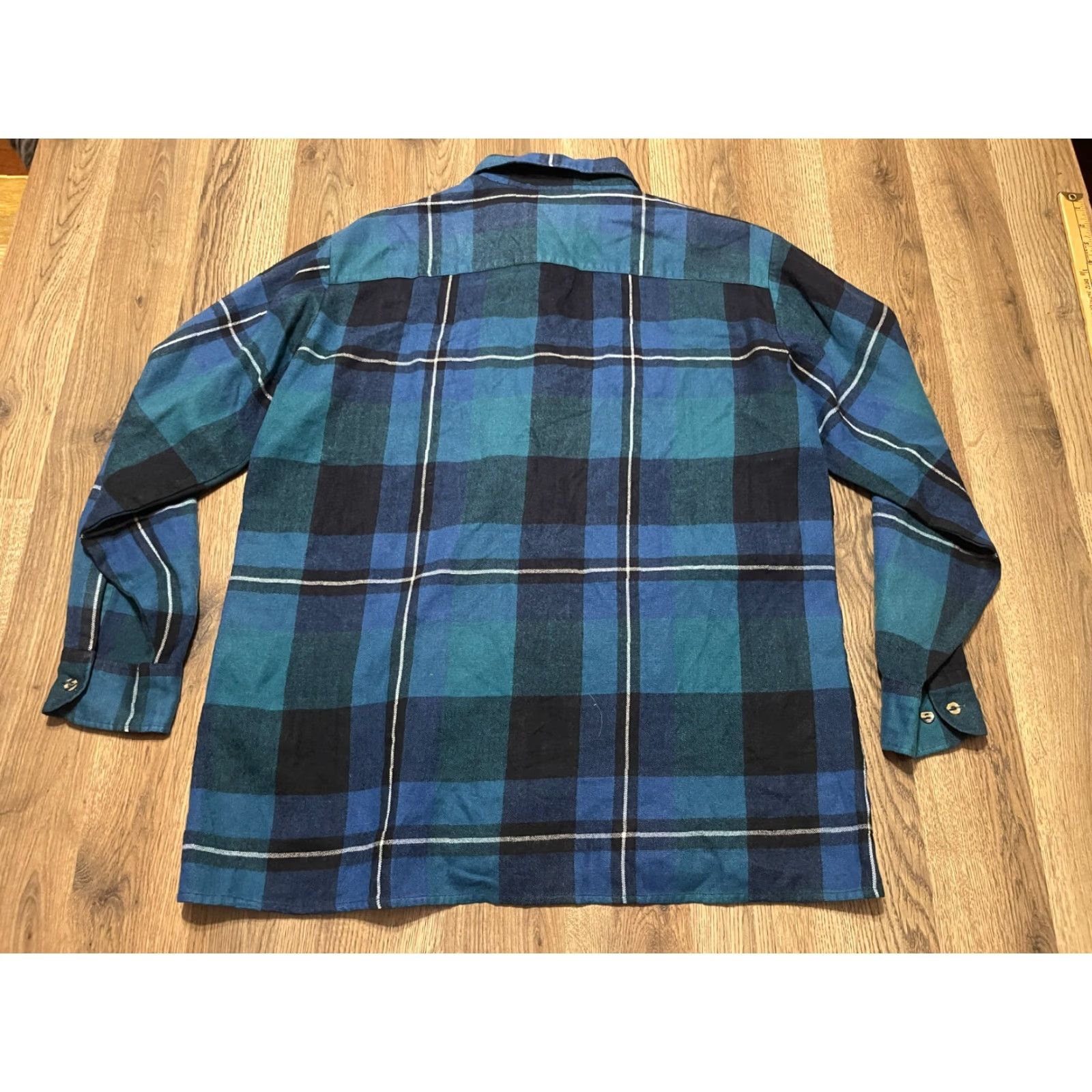 Vintage Midwest Shirt, Button-Up Long Sleeve, Plaid, Black, Blue, Green, Men's Size L, Casual, Fall Spring Summer, Regular Fit, Men, Midwest Size US L / EU 52-54 / 3 - 2 Thumbnail