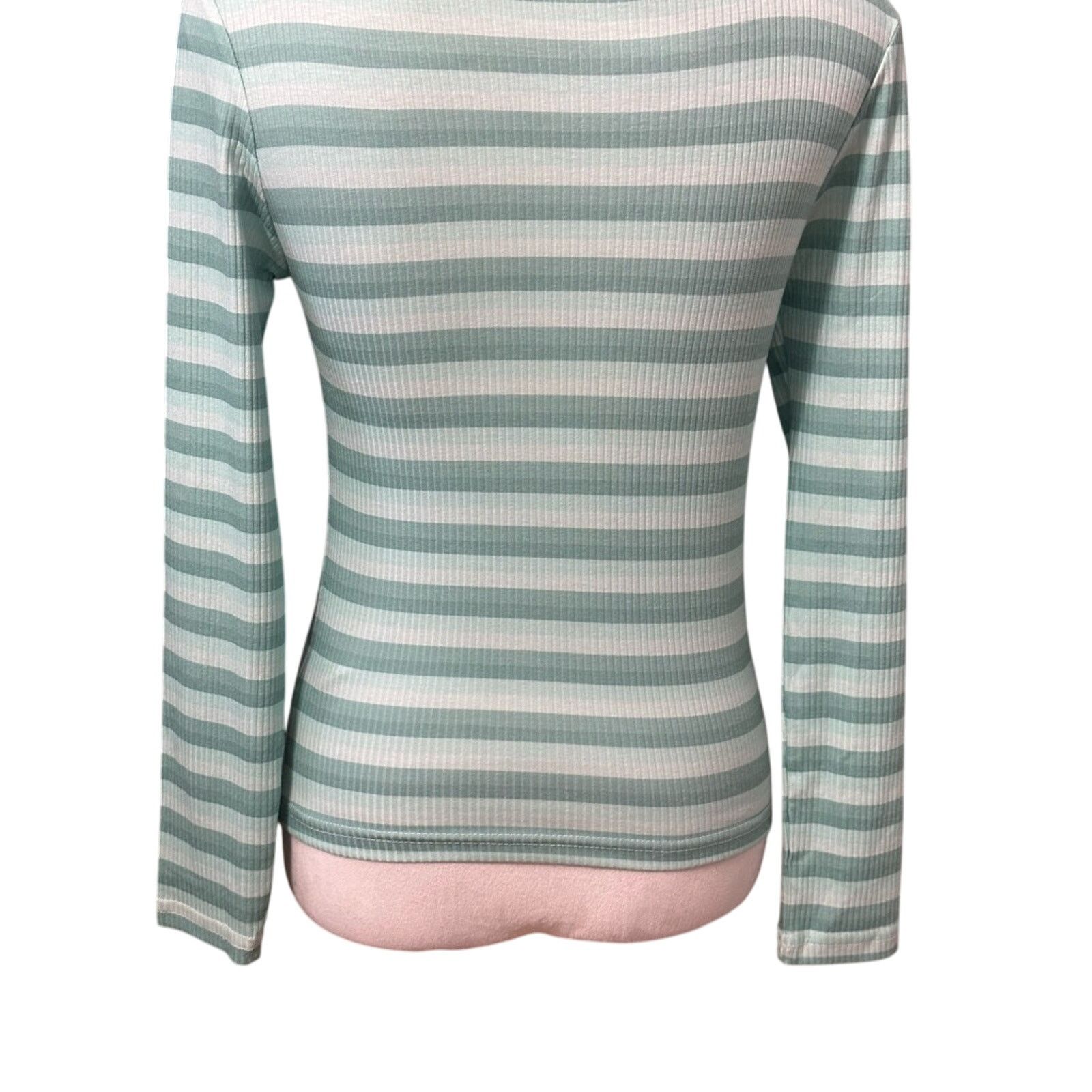 Other Cali Be Casual Top Mock Neck Lettuce Edge Ribbed Stripe M Size M / US 6-8 / IT 42-44 - 7 Thumbnail