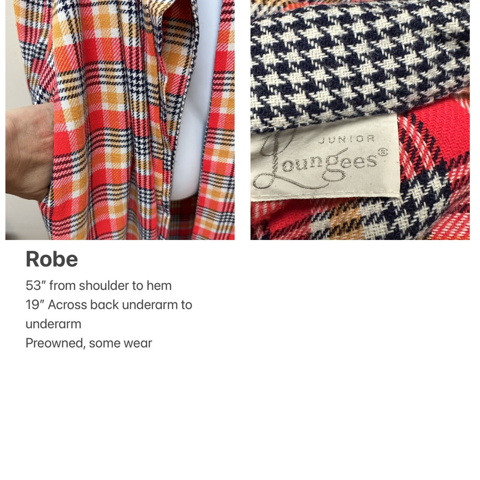 Sears VINTAGE Sears Loungees Retro Herringbone Dagger Collar Wrap House Coat Robe M/L Size ONE SIZE - 8 Thumbnail