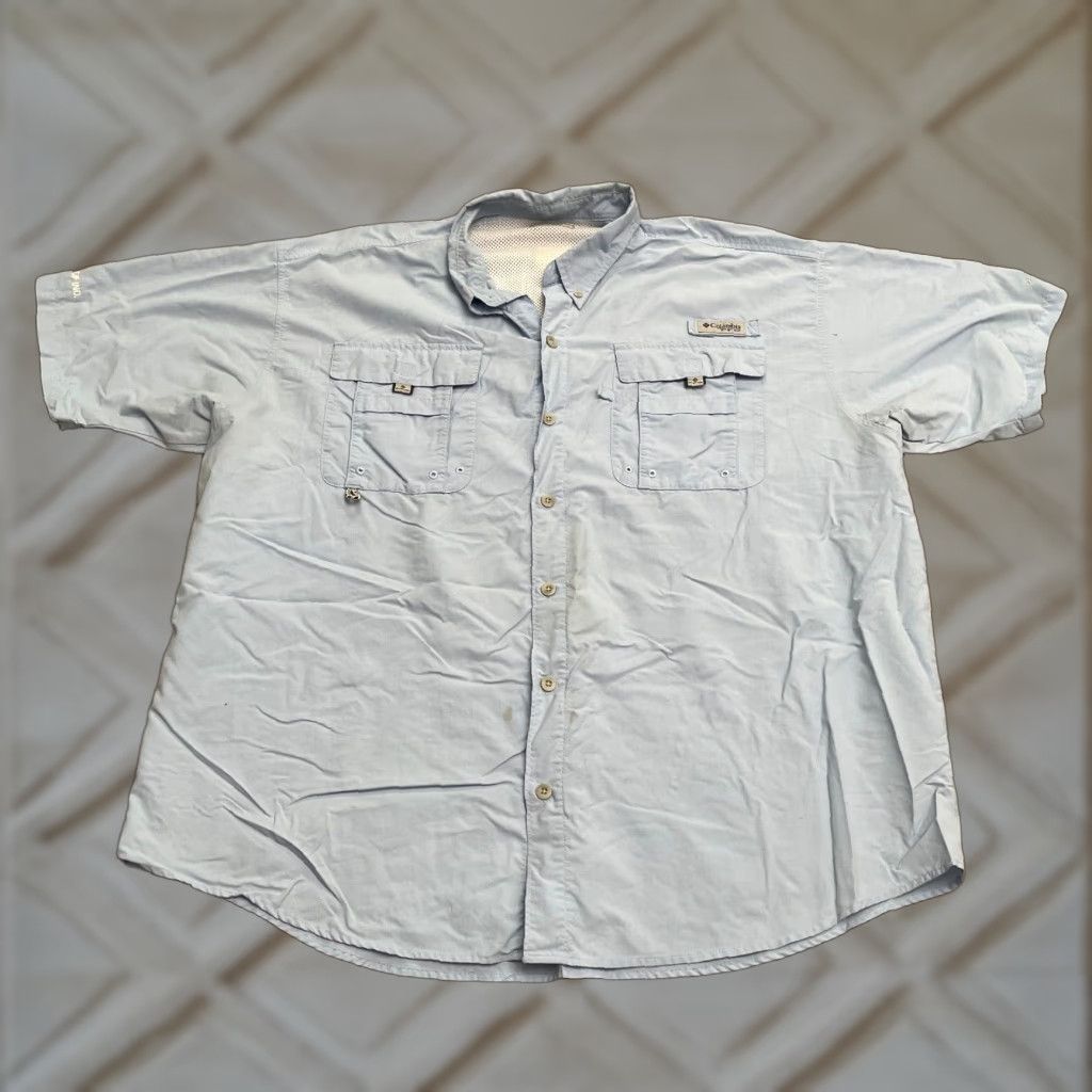 Vintage Columbia PFG Omni Shade Bahama Shirt Mens XL Blue Button-Down Short Sleeve Fish Size US XL / EU 56 / 4 - 1 Thumbnail