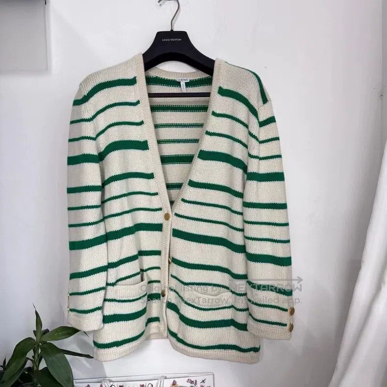 Loewe Loewe Green Striped Cardigan Size XXS / US 00 / IT 34 - 3 Thumbnail