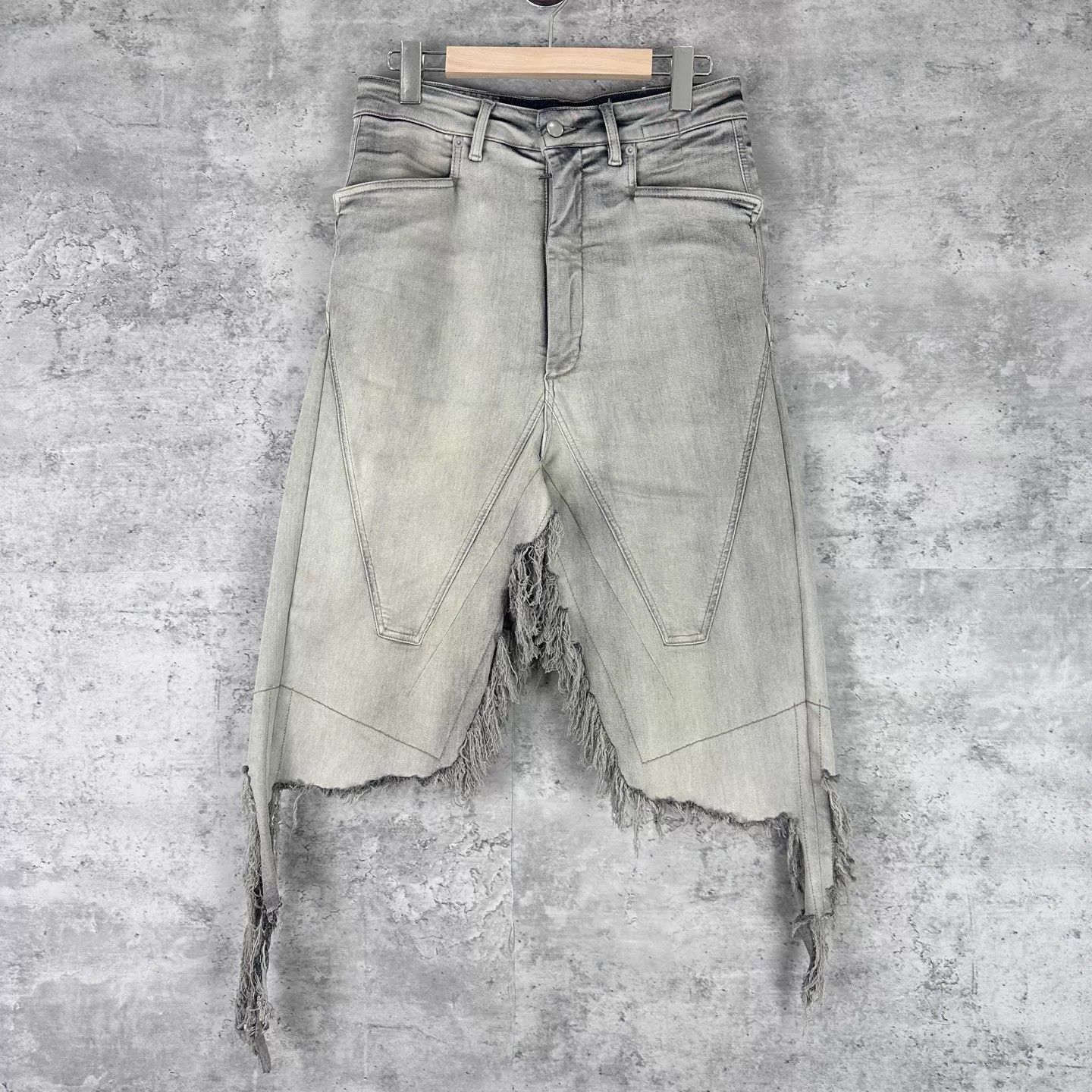 Rick Owens Rick Owens LGray Distressed Denim Skirt Pants 29 Size 29" - 1 Thumbnail