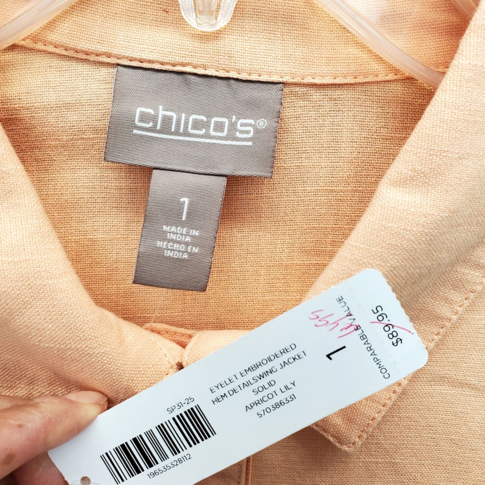 Vintage Chico's Jacket Womens M Orange Eyelet Embroidered Button Front Size M / US 6-8 / IT 42-44 - 5 Thumbnail
