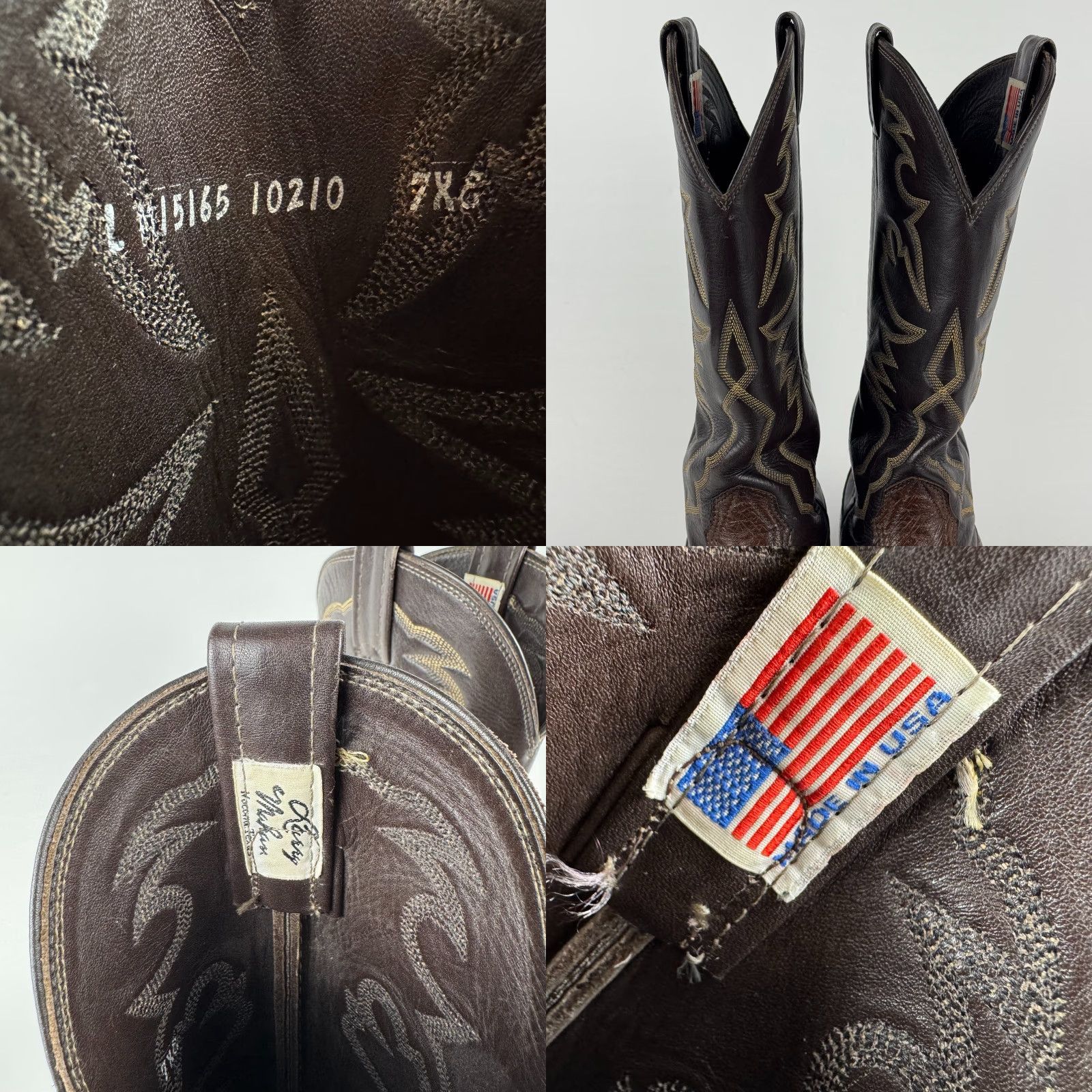 Vintage VINTAGE Larry Mahan Boots Men 7 XE Brown Leather Western Cowboy Made USA Western, Leather, XE Width, 7 Size US 7 / EU 40 - 8 Thumbnail