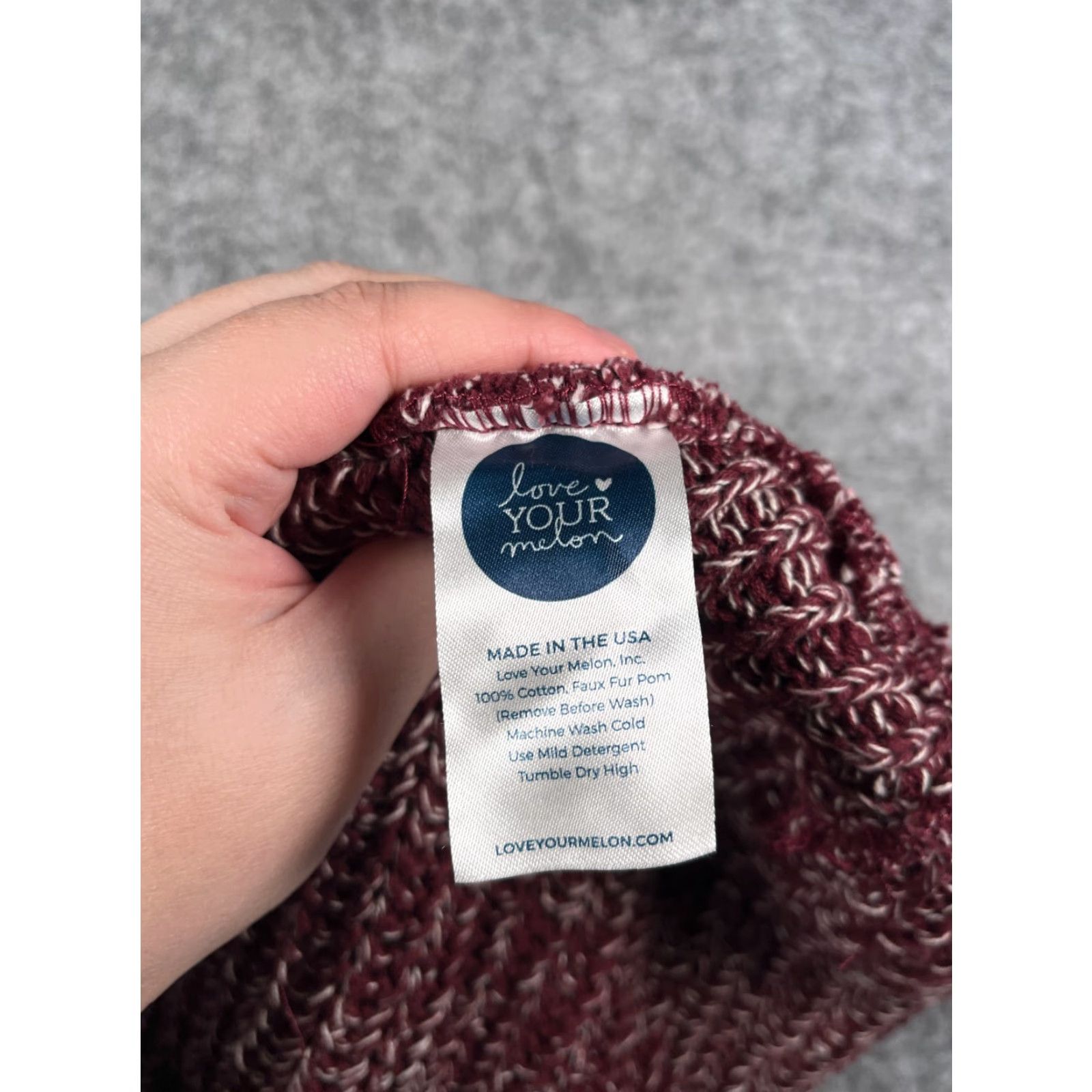 Vintage Love Your Melon Beanie Womens One Size Red Knit 100% Cotton Made USA Ski Hat/Beanie Mens Women Girls Size ONE SIZE - 7 Thumbnail