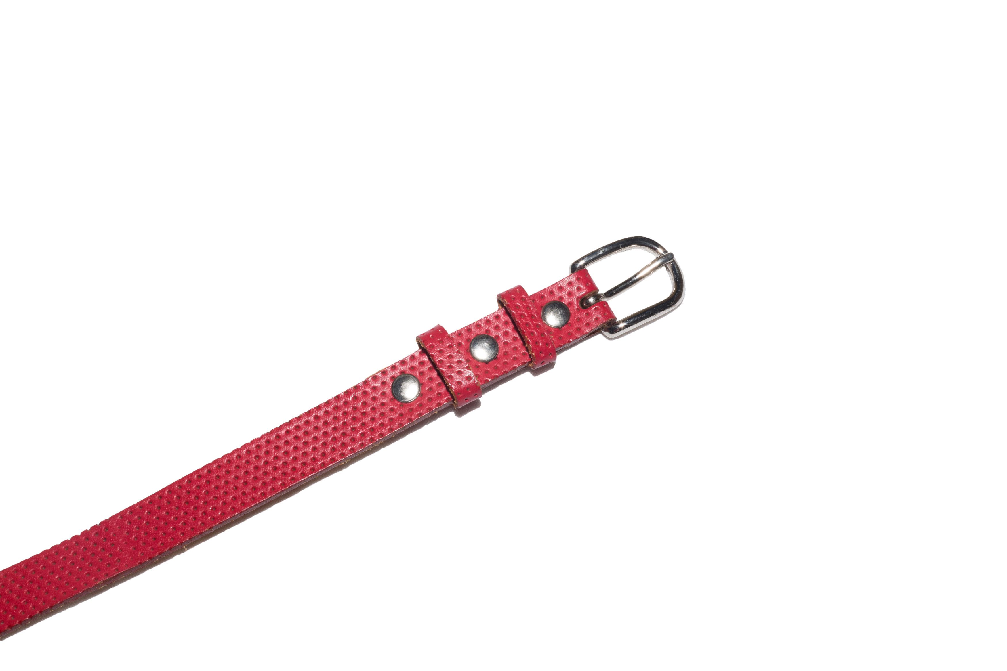 Comme des Garcons Red Leather Press Dot Strip Belt Size ONE SIZE - 4 Thumbnail