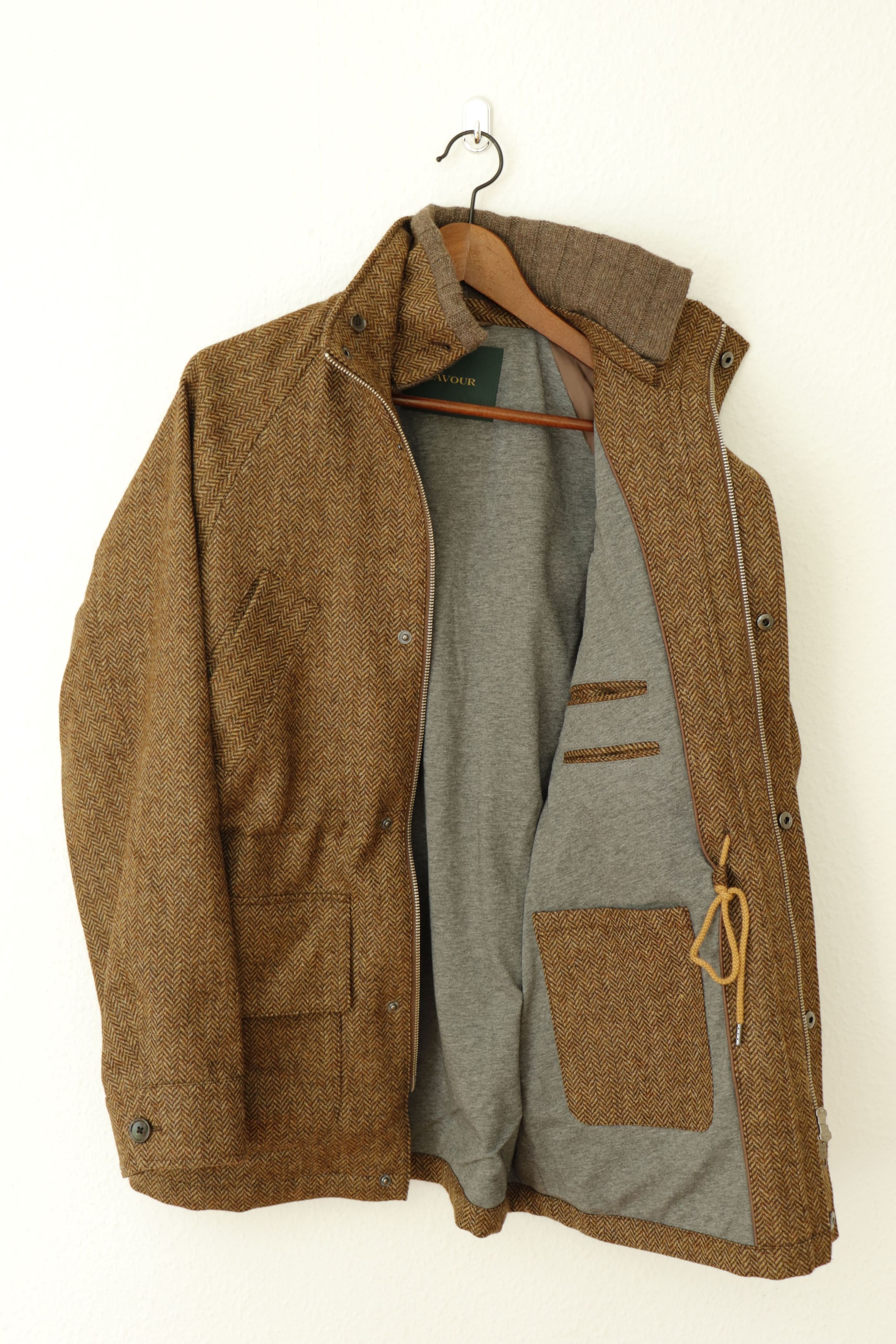 Anglo-Italian Cavour Raglan City Jacket in Herringbone Tweed Size US S / EU 44-46 / 1 - 13 Thumbnail