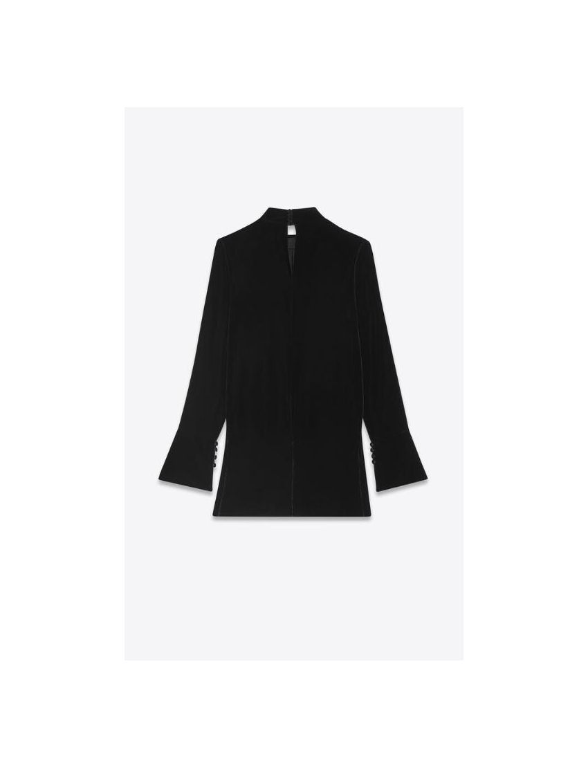 Saint Laurent Paris o1tp1o1224 Short Dress In Velvet in Black Size S / US 4 / IT 40 - 2 Thumbnail