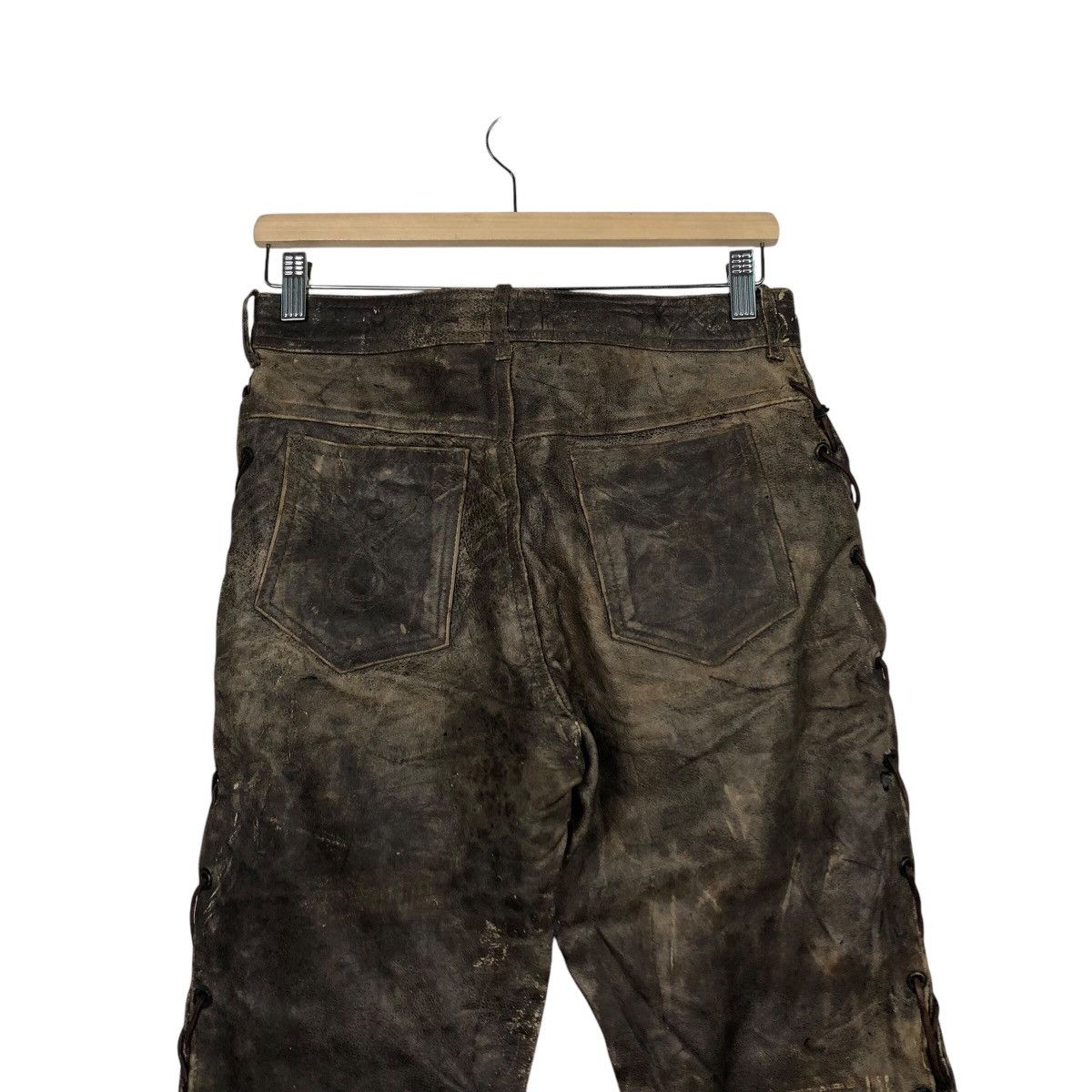 Genuine Leather 📌Vintage Leather Biker Pants Pantera Cowboy Issey Miyake Size US 30 / EU 46 - 10 Thumbnail