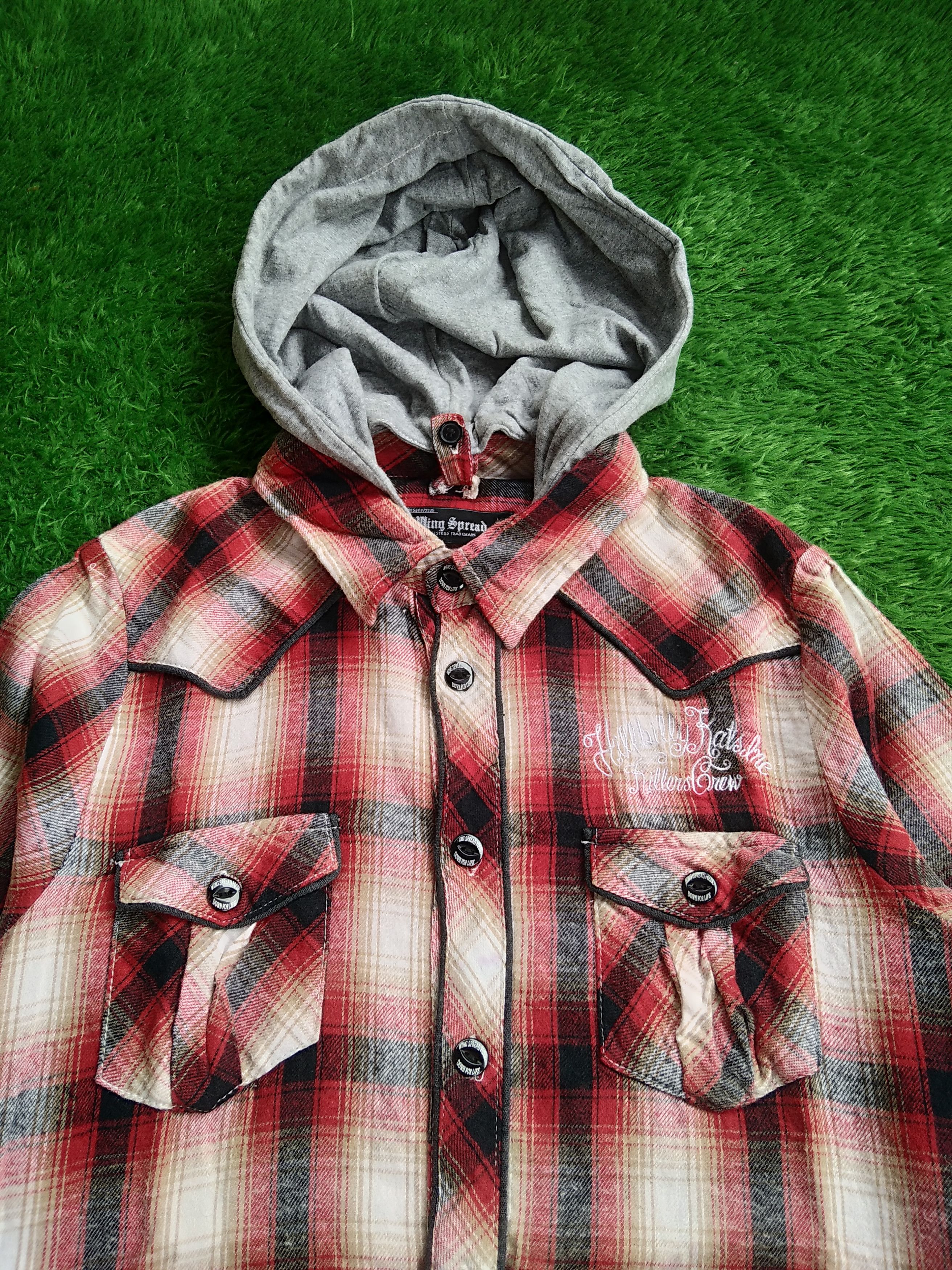 If Six Was Nine × Japanese Brand × Le Grande Bleu (L.G.B.) Wing Spread Plaid Flannel Hoodie Shirt LGB Style Size US M / EU 48-50 / 2 - 3 Thumbnail