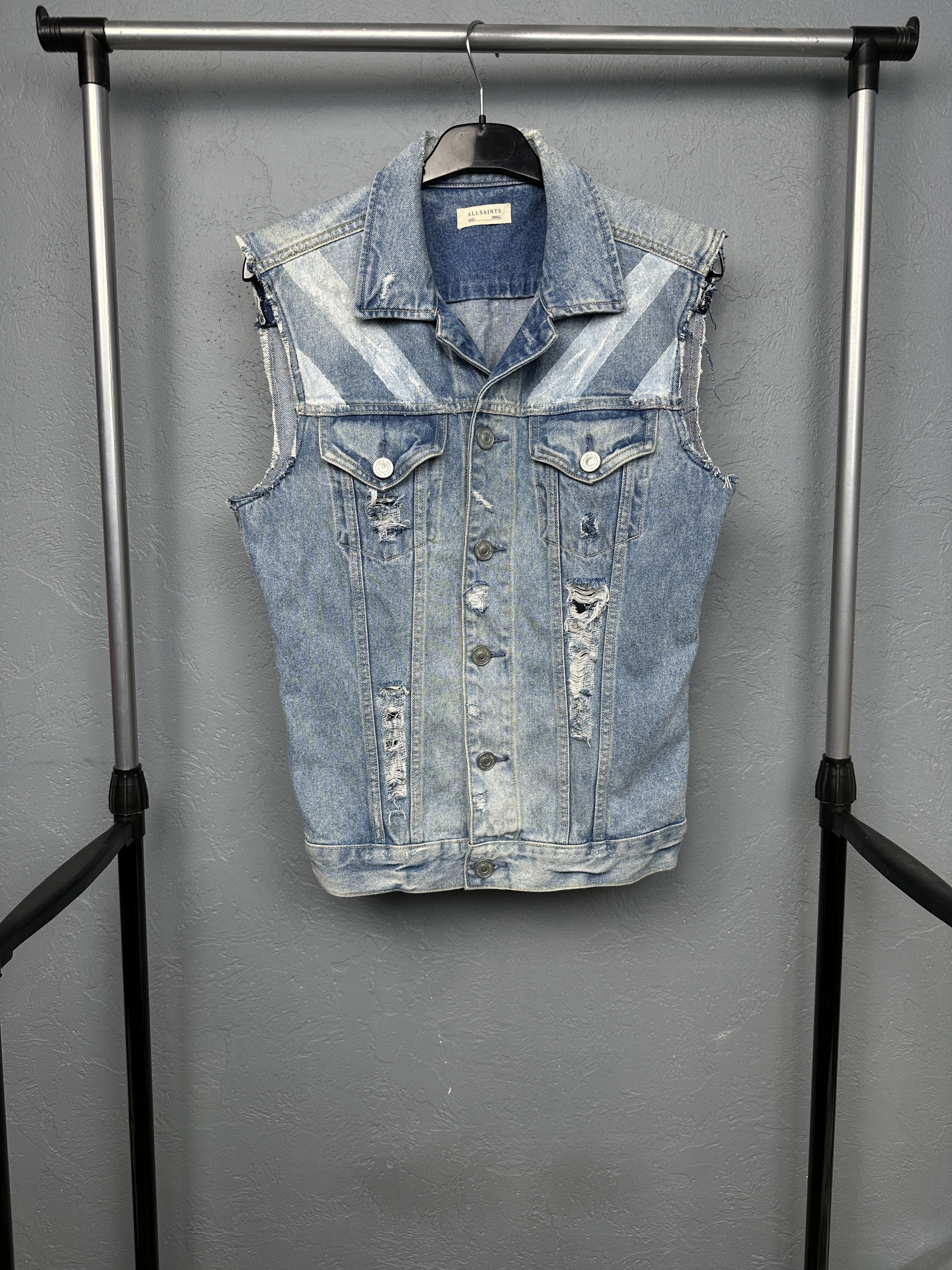 Allsaints Allsaints Mens Dustout Denim Vest Custom Size US S / EU 44-46 / 1 - 4 Thumbnail