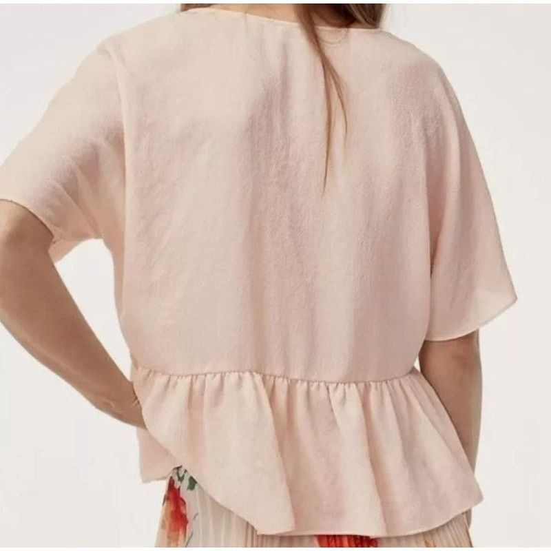 Aritzia EUC Wilfred Aritzia Light Pink S/S Macee Peplum Blouse XXS Size XXS / US 00 / IT 34 - 3 Thumbnail