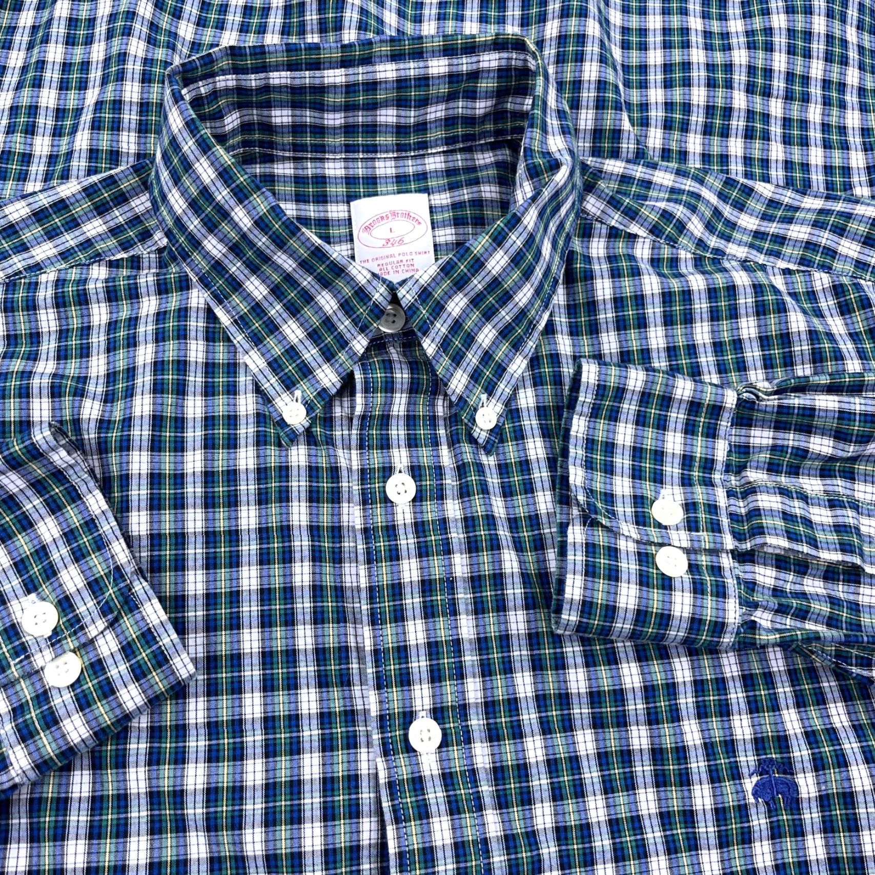 Brooks Brothers Brooks Brothers Button-Up Shirt Men Large Blue Green Plaid Pocket Logo 346 Button-Front 346 Brooks Brothers 346 Colorful Preppy Modern Casual Business Size US L / EU 52-54 / 3 - 2 Thumbnail