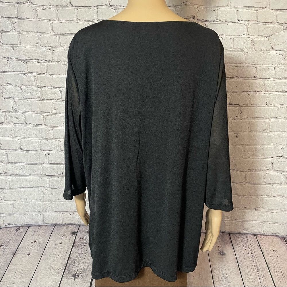 Other Style & Co Black Floral 4/2 Sleeve Top Size 2X Size XXL / US 16-18 / IT 52-54 - 5 Thumbnail