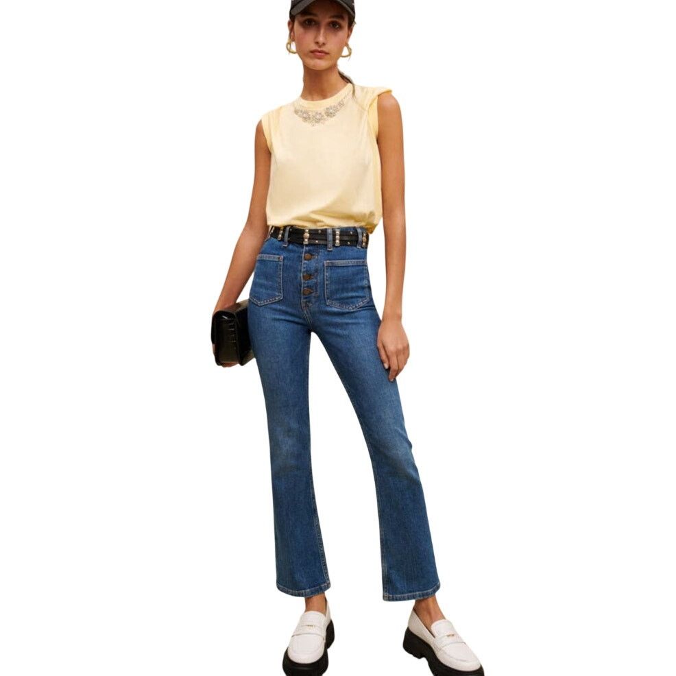 Maje MAJE Passion Double Pocket Blue Jeans Cropped | Size 28 Size 28" / US 6 / IT 42 - 4 Thumbnail