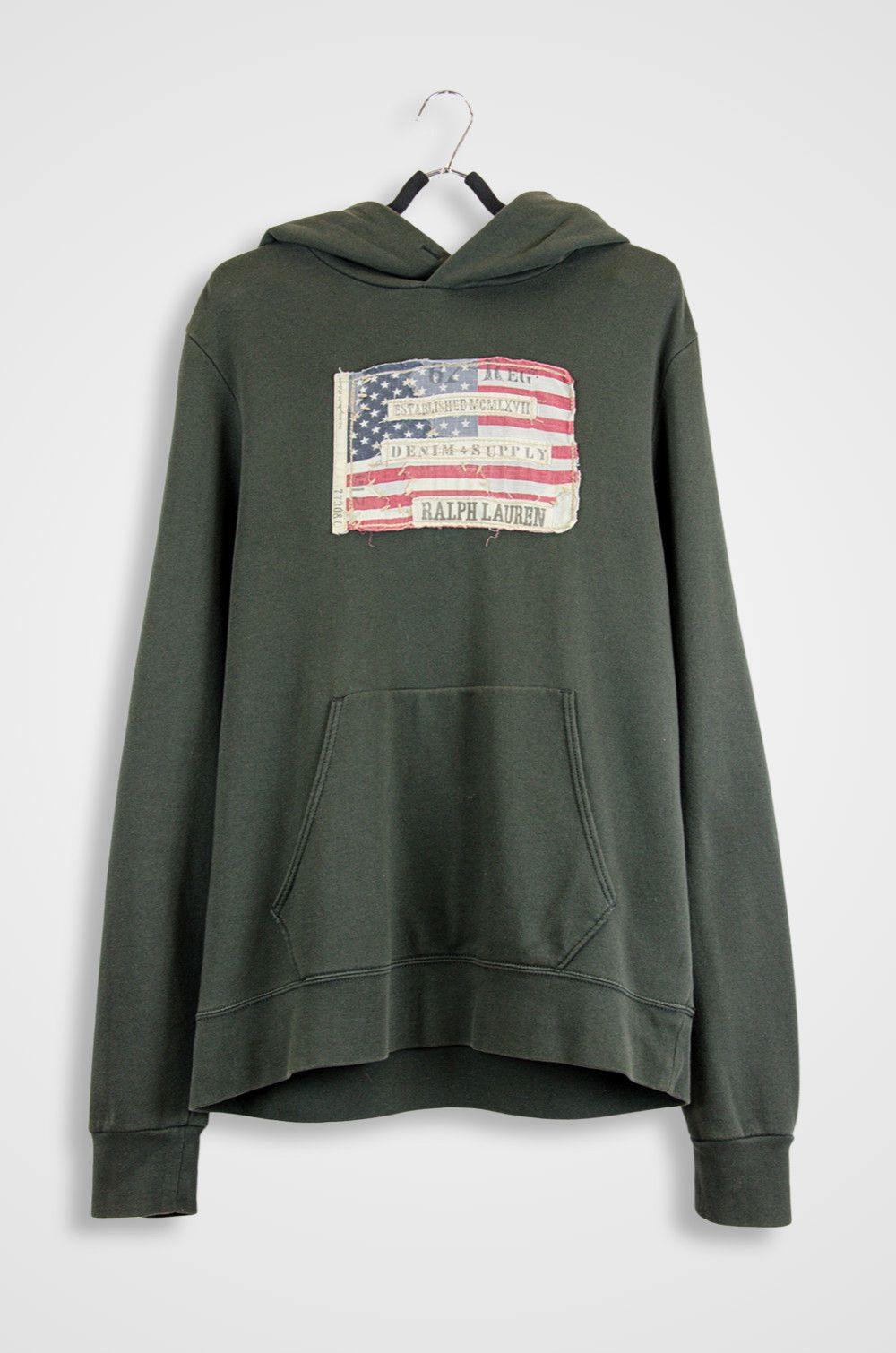 Denim & Supply Ralph Lauren Denim & Supply RL Flag Patch Hoodie – Army Green – L Size US L / EU 52-54 / 3 - 1 Thumbnail