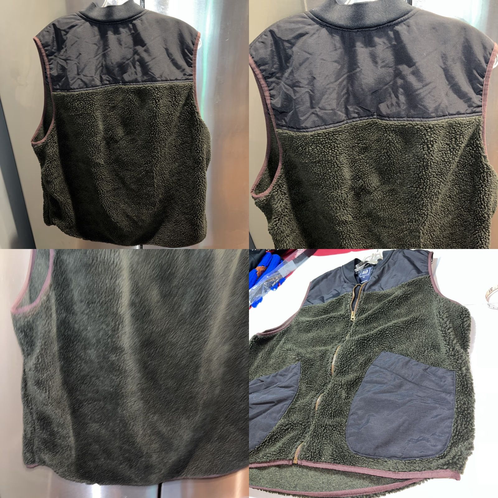 Gap VINTAGE GAP GRAY Thick fleece ZIP VEST Big BLUE pockets Men's 2XL Gray with Blue Pockets Fleece Vest Casual Warm Jumper Size US XXL / EU 58 / 5 - 9 Thumbnail