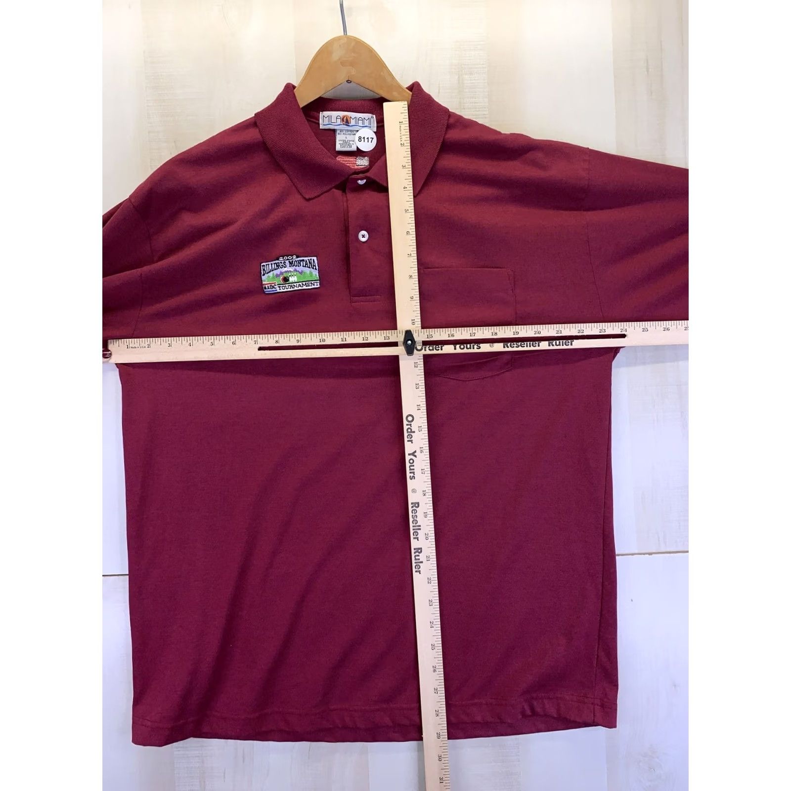 Vintage Mila Miami Mens Polo Shirt L Maroon 2002 Billing Montana ABC Bowling Tournament Shirt Size US L / EU 52-54 / 3 - 3 Thumbnail