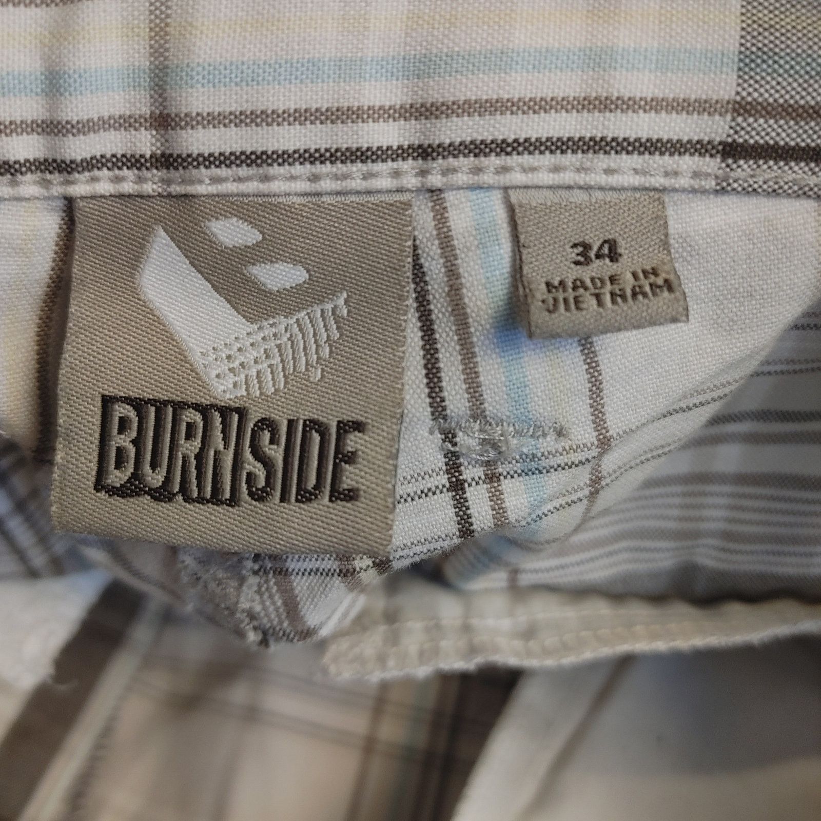 Burnside Burnside Men's 34 Beige/Brown Plaid Knee Length Shorts Size US 34 / EU 50 - 3 Thumbnail