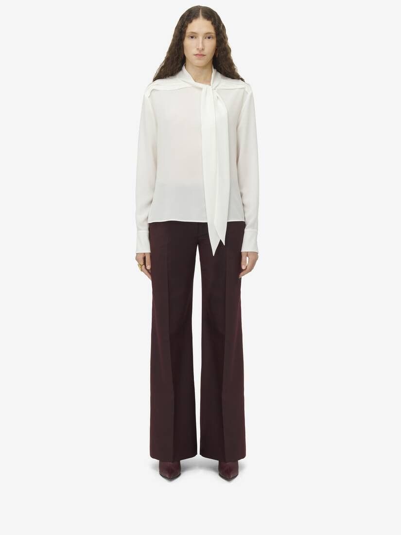 Alexander McQueen o1srvl11e0226 Scarf Detail Georgette Shirt In White Size M / US 6-8 / IT 42-44 - 3 Thumbnail