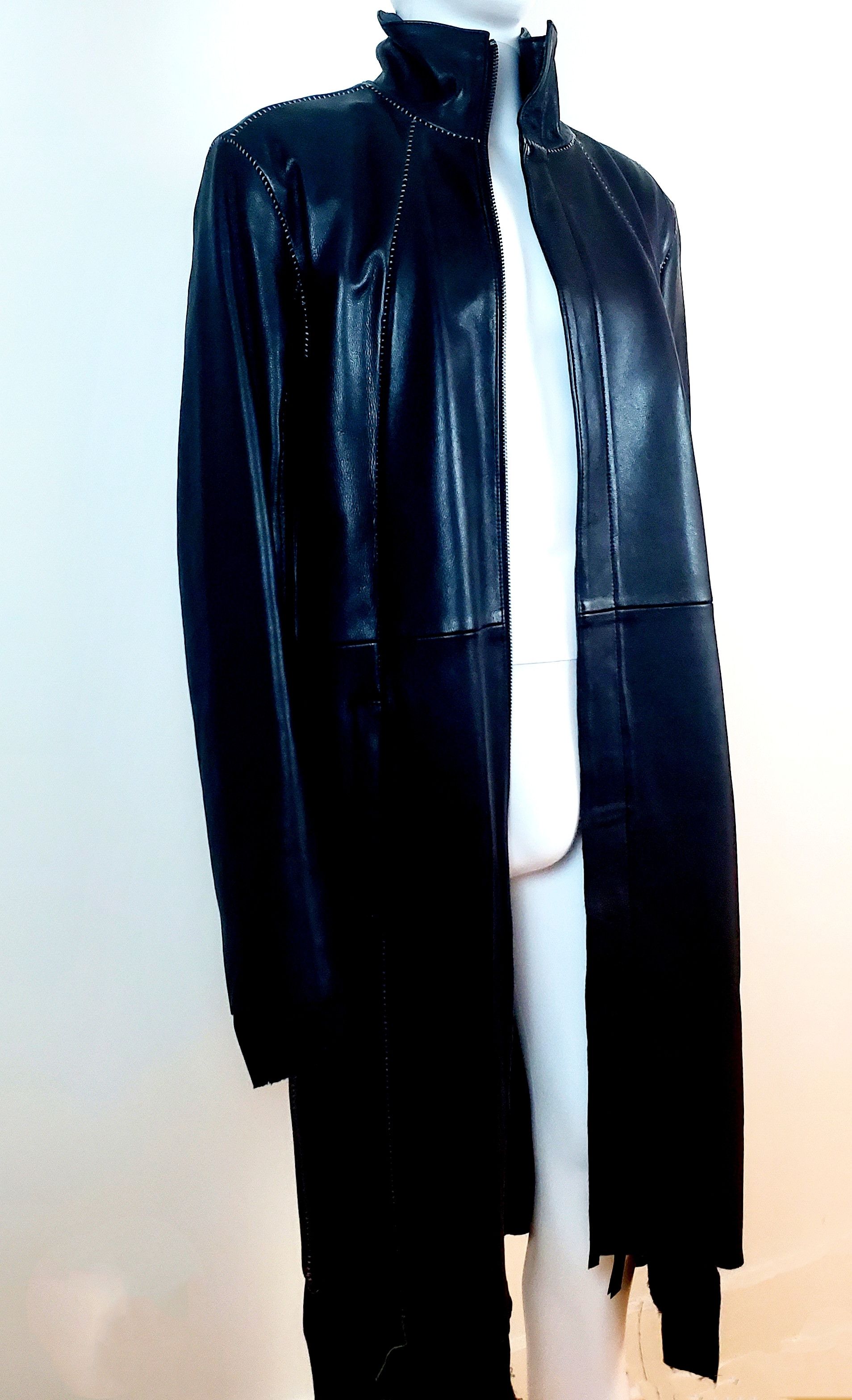 Army Of Me Army of Me Draped Genuine Leather Parka Overcoat Jacket Size US XL / EU 56 / 4 - 9 Thumbnail