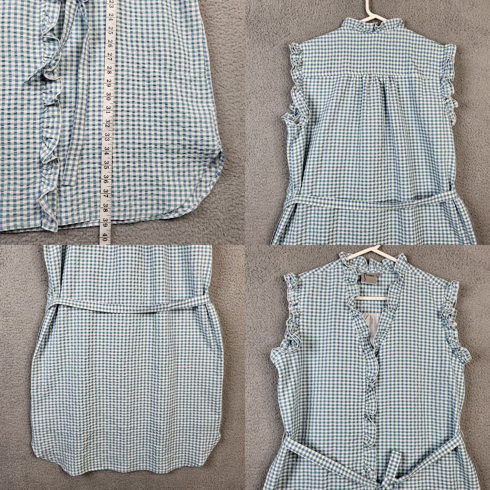 Vintage Amber Women's Button Up Ruffle Dress L Seersucker Check Casual A-Line Colour Orange/Amber Cute 90s? Size L / US 10 / IT 46 - 8 Thumbnail