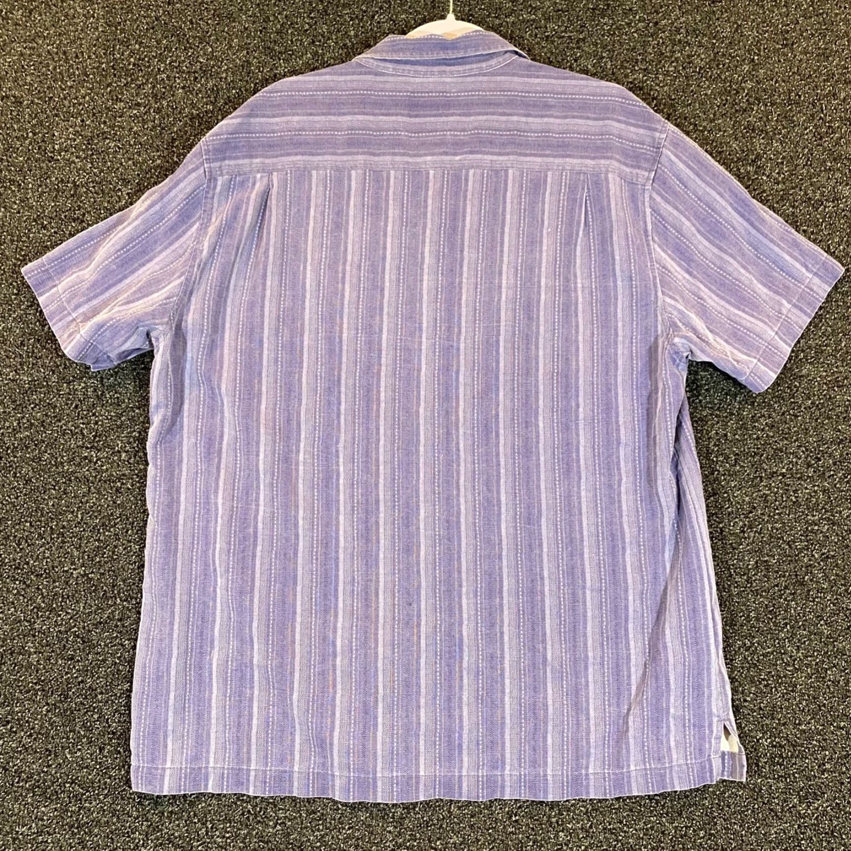 Tommy Bahama TOMMY BAHAMA Shirt Men XL Blue Striped 100% Silk Hawaiian Button-Up S/S Shirt Size US XL / EU 56 / 4 - 7 Thumbnail