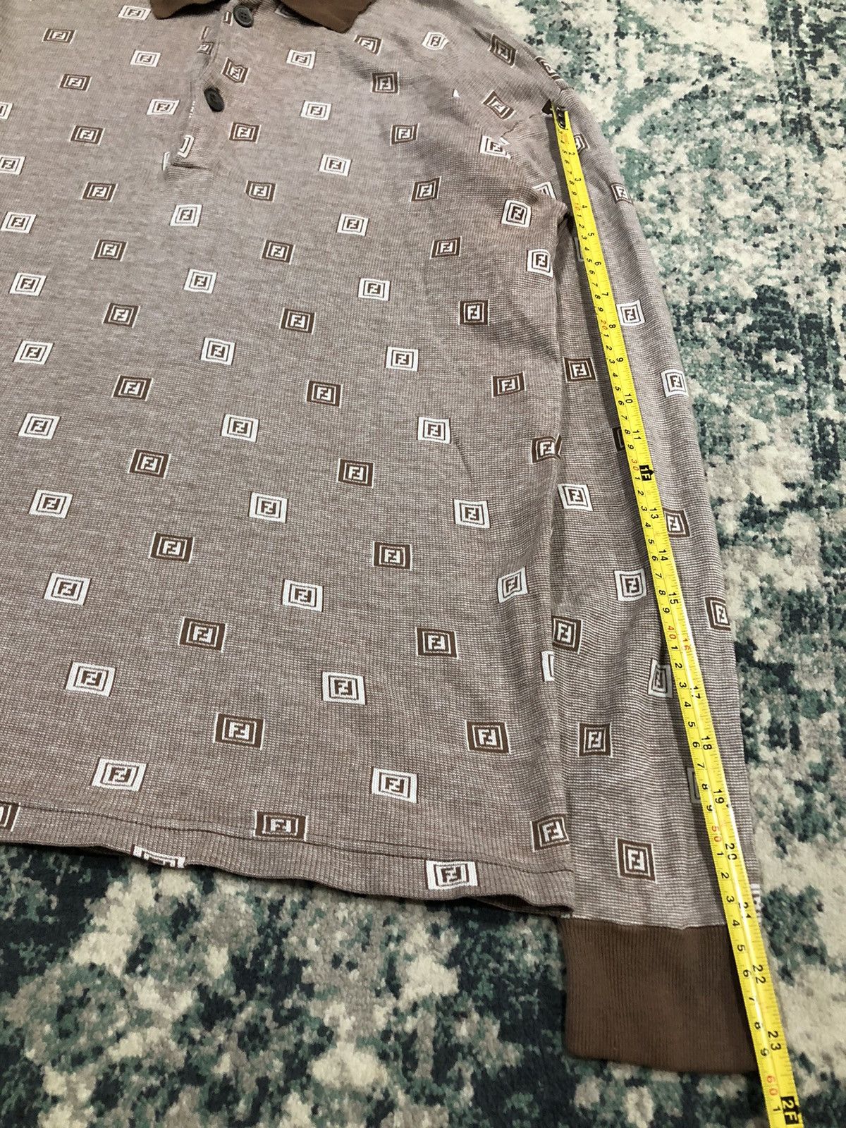 Fendi 1990 - Fendi Monogram Longsleeve Polo Shirt Size US L / EU 52-54 / 3 - 10 Thumbnail