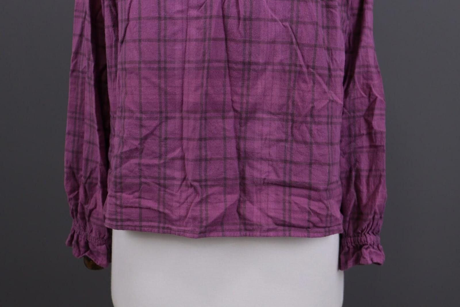 Def Leppard BA&SH Purple Check Printed Henley Blouse Shirt Size 0 Size XS / US 0-2 / IT 36-38 - 3 Thumbnail