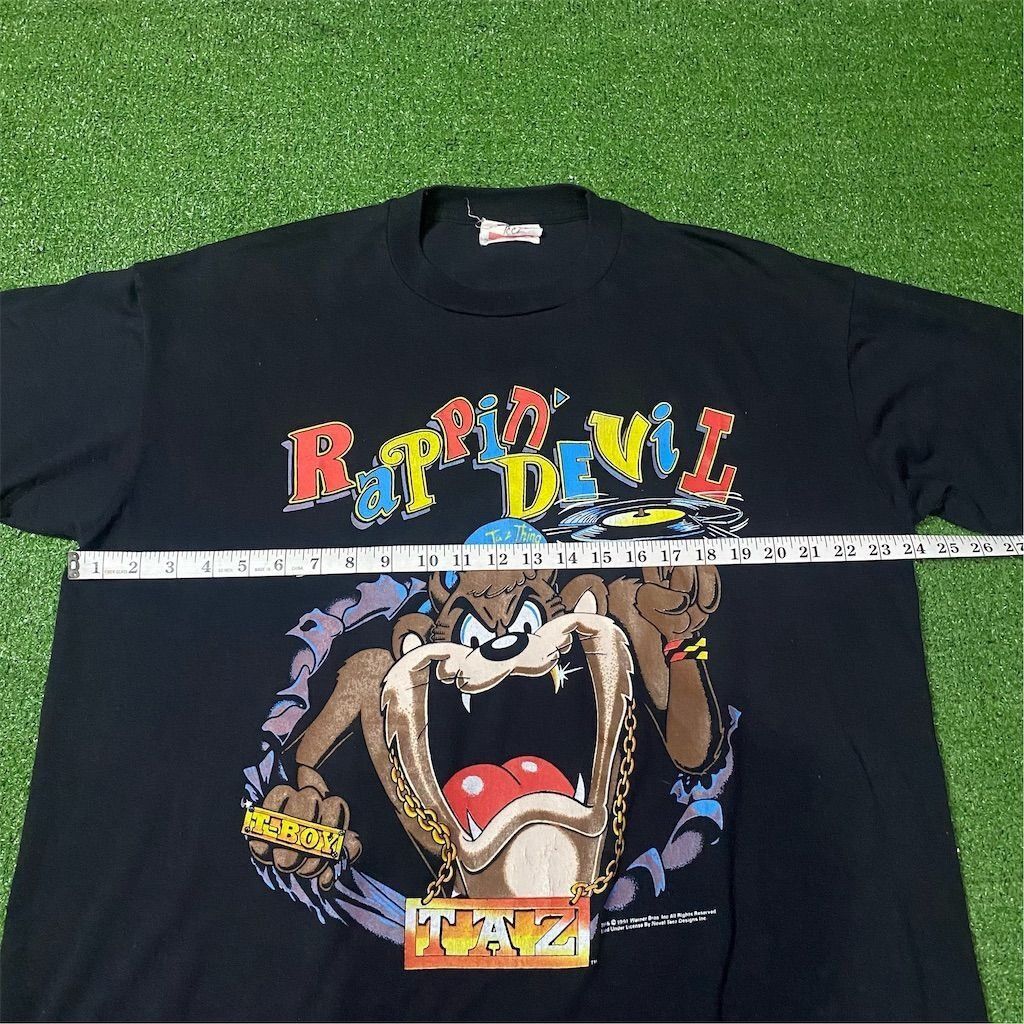 Warner Bros Vintage 1991 Warner Bros. Taz Looney Tunes Men's T-Shirt Bla Size US XL / EU 56 / 4 - 9 Thumbnail