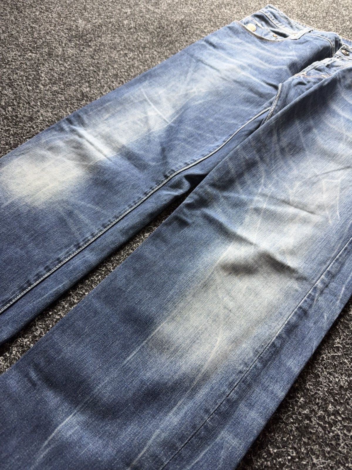 G-Star Vintage 00s G-Star Raw Distressed Light Wash Tapered Jeans Size US 33 - 5 Thumbnail