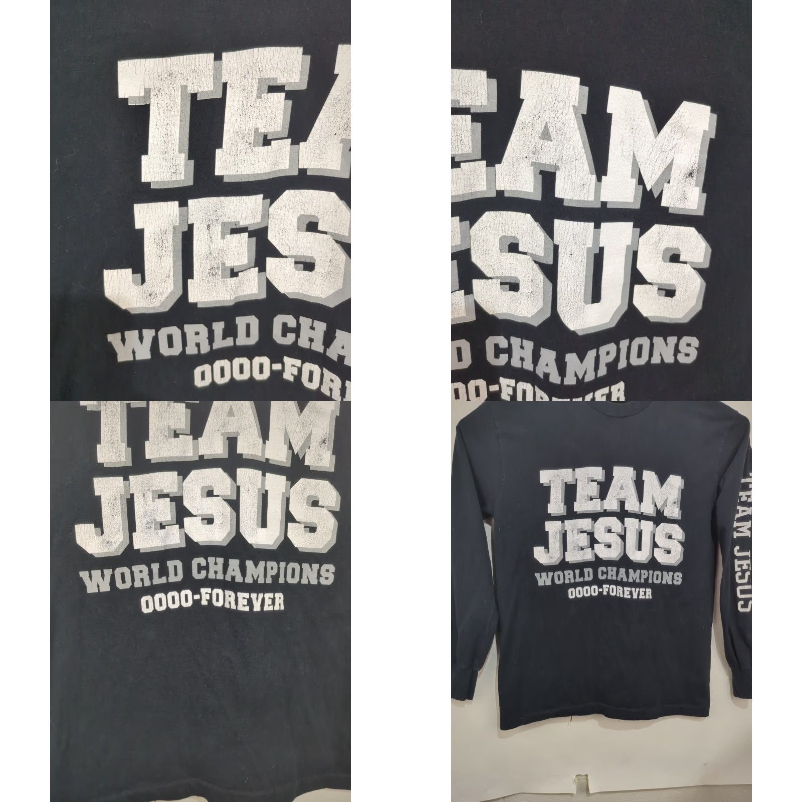 Vintage VINTAGE Space Jam Shirt Jesus World Champions T-Shirt Crew Neck Long Sleeve Black Mens M Size US M / EU 48-50 / 2 - 8 Thumbnail