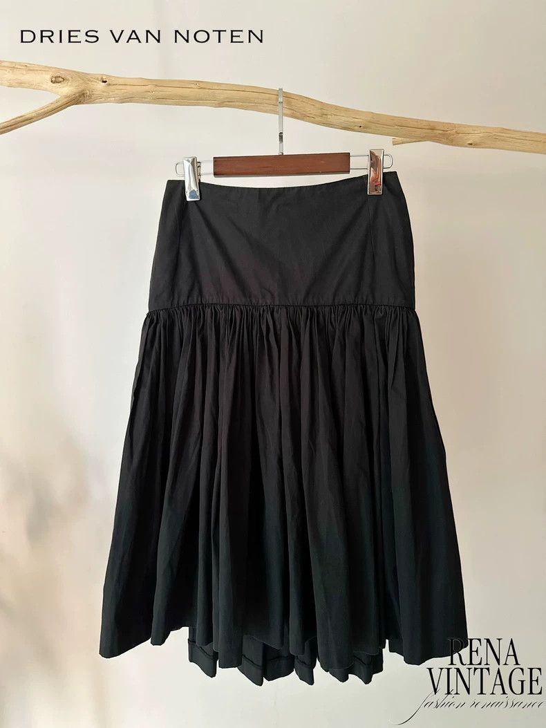 Dries Van Noten Dries Van Noten Black pleated skirt Size 33" - 1 Thumbnail
