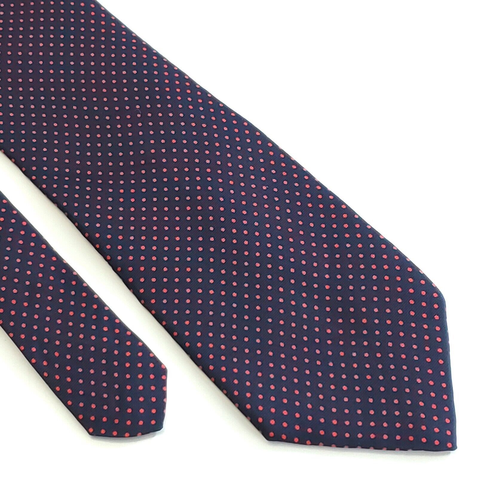 Stafford Stafford Silk Tie Blue Polka Dot Print Red Skinny Size ONE SIZE - 1 Thumbnail