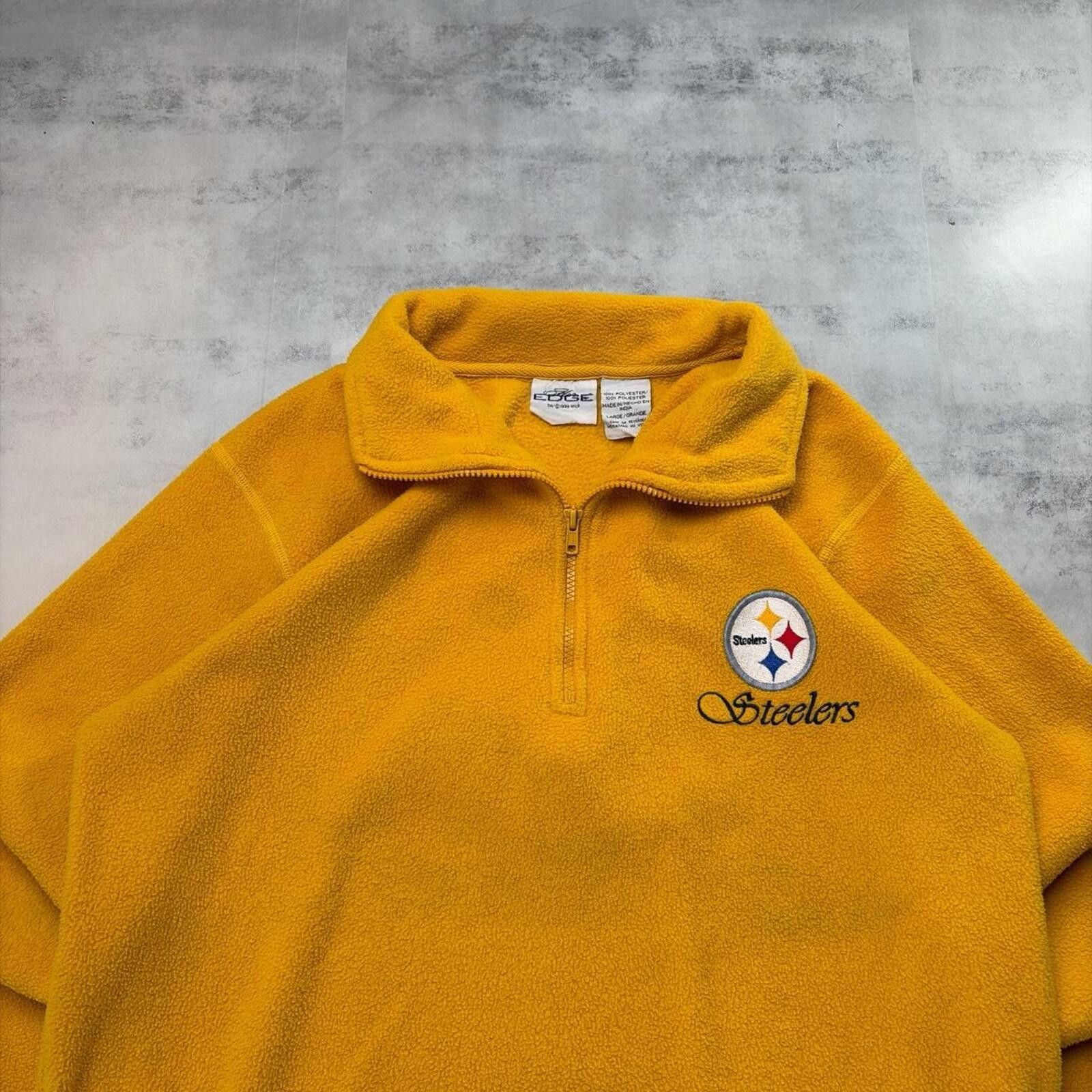 NFL Vintage 90’s Yellow NL Steelers Fleece Quarter Zip Sweater Size US L / EU 52-54 / 3 - 3 Thumbnail