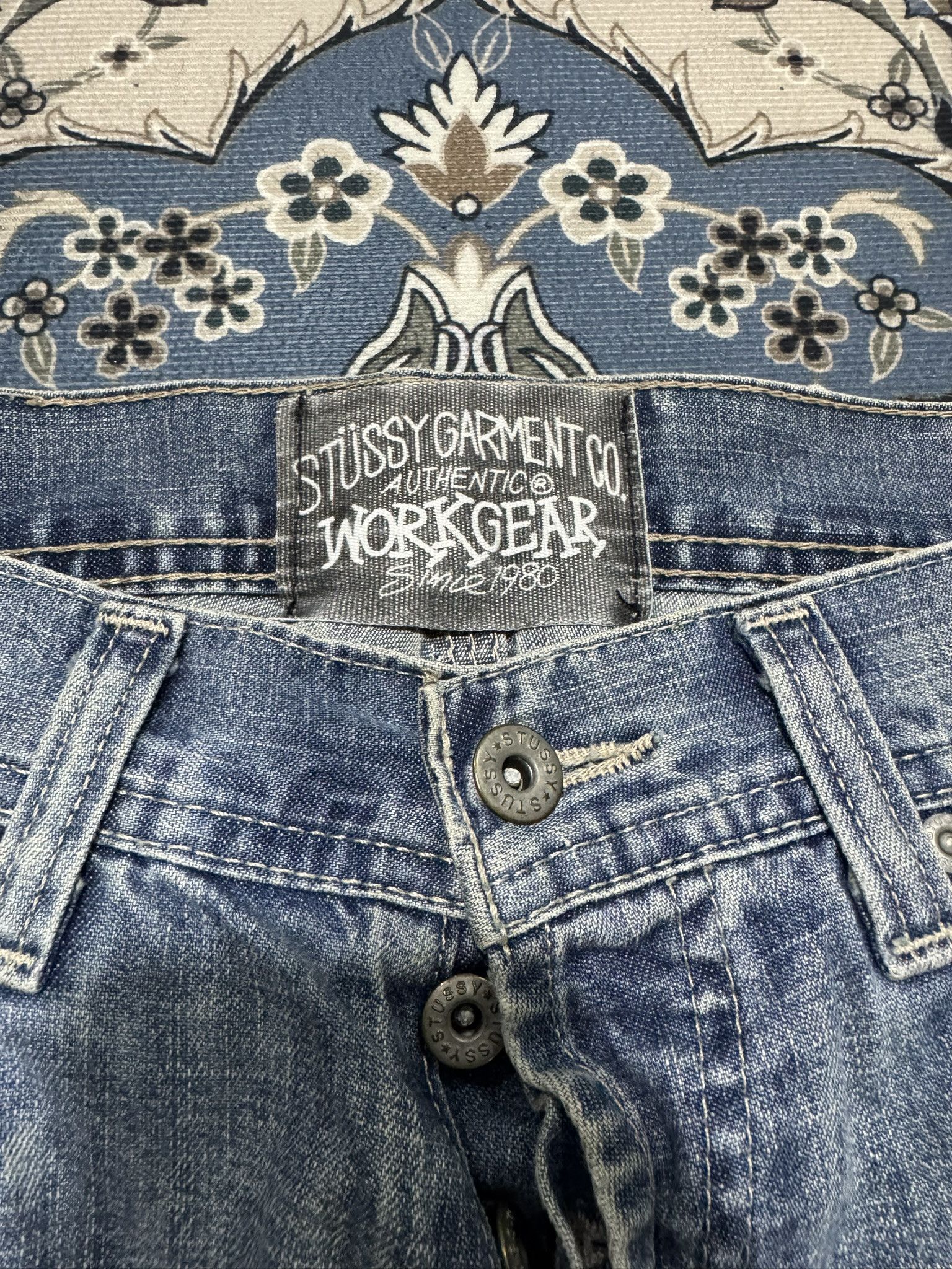 Menace × Stussy Vintage 90's Stussy Workwear Denim Baggy Style Hip Hop Size US 30 / EU 46 - 5 Thumbnail