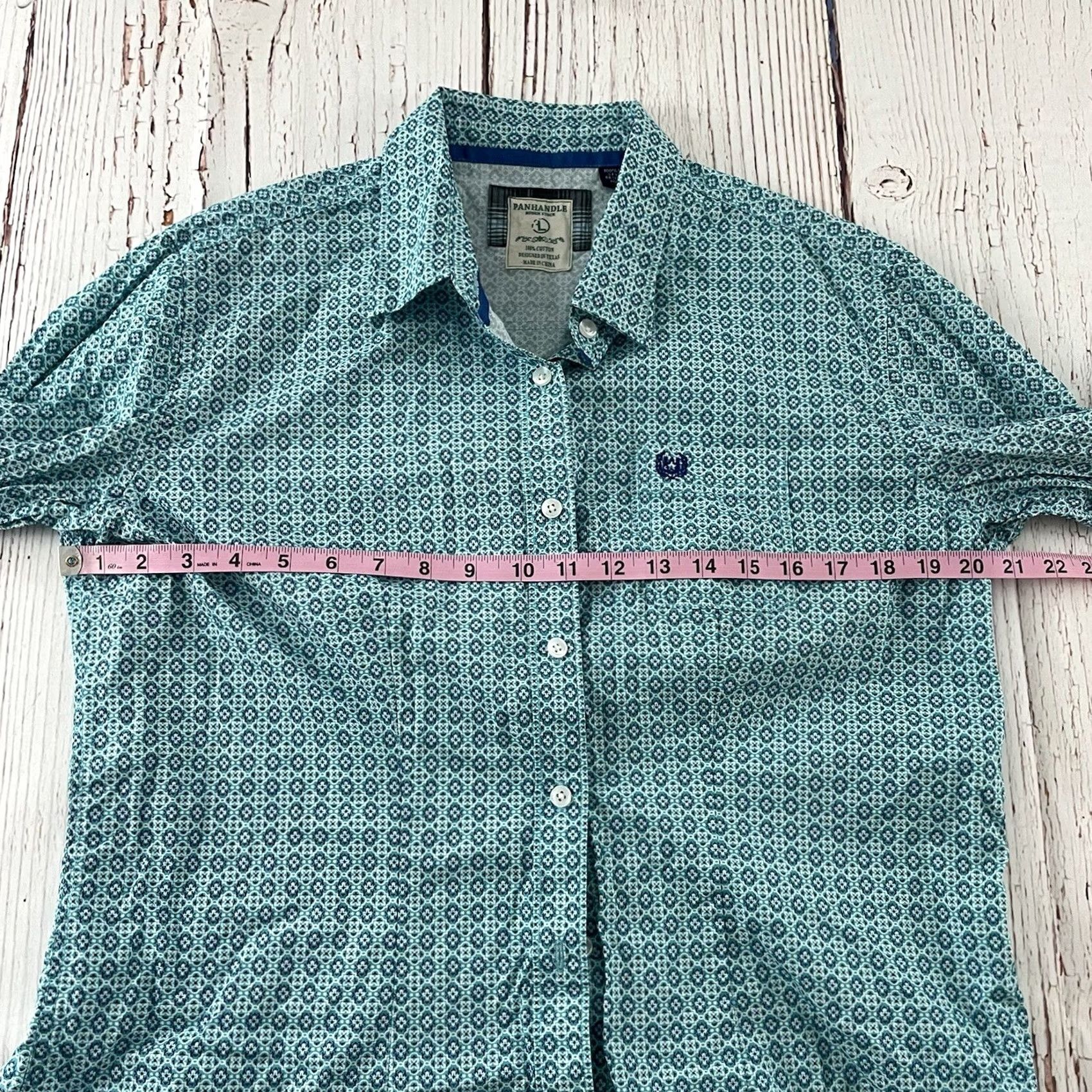 Vintage Panhandle Rough Stock Shirt Adult L Blue All Over Print Long Sleeve Button Front Western Mens Size US L / EU 52-54 / 3 - 5 Thumbnail