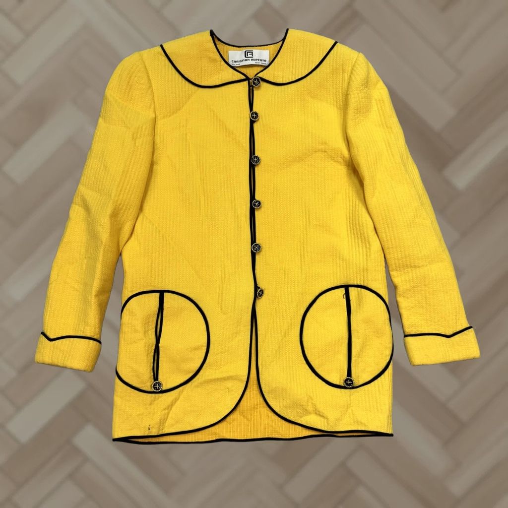 Vintage VINTAGE Christian Ruperto Jacket Womens Medium Yellow Black Trim Mod Coat Size M / US 6-8 / IT 42-44 - 1 Thumbnail