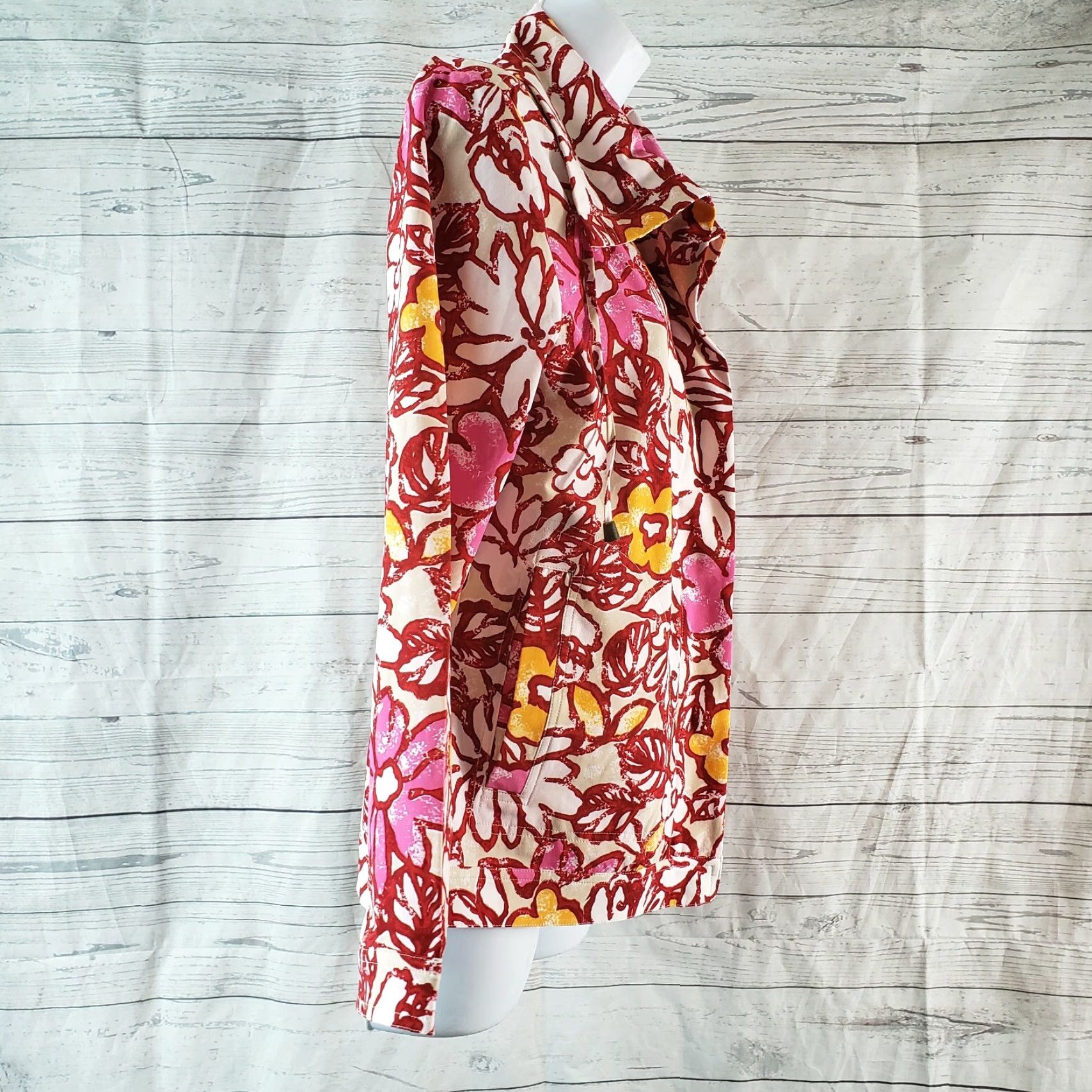 Vintage Chicos Zenergy Womens Jacket Sz Small Red Floral Long Sleeve Zip Size S / US 4 / IT 40 - 3 Thumbnail
