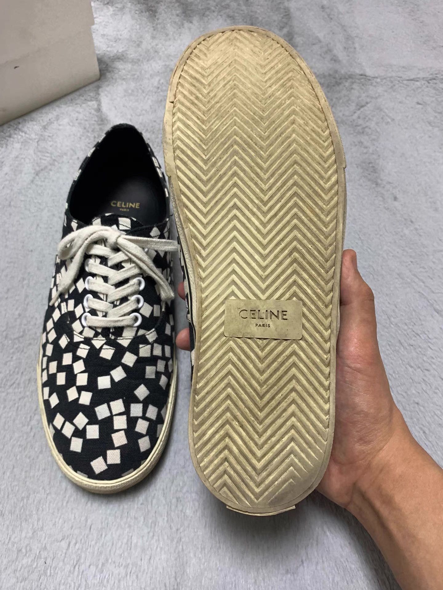 Celine Celine 21SS Black and White Checkered Sneakers Q12 Size US 8.5 / EU 41-42 - 6 Thumbnail