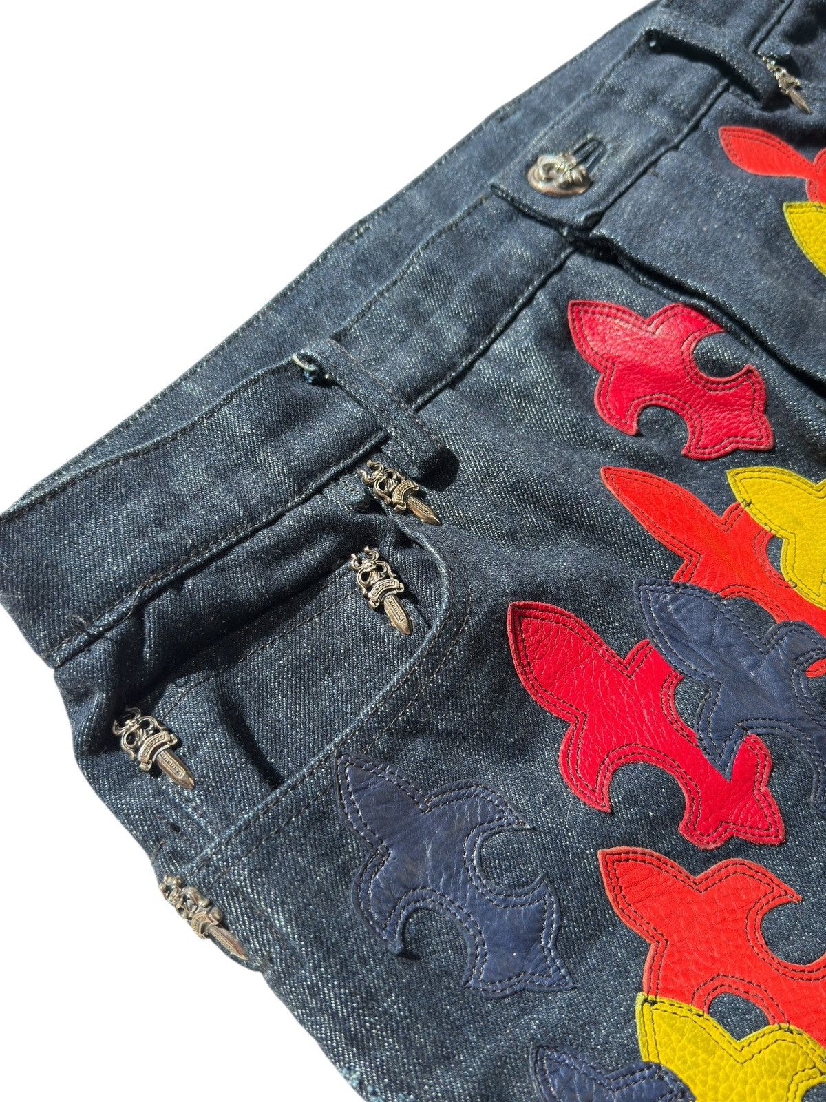 Chrome Hearts Chrome Hearts 1/1 200 Patch Flooded Fleur Patch RS Cut Denim Size US 33 - 7 Thumbnail
