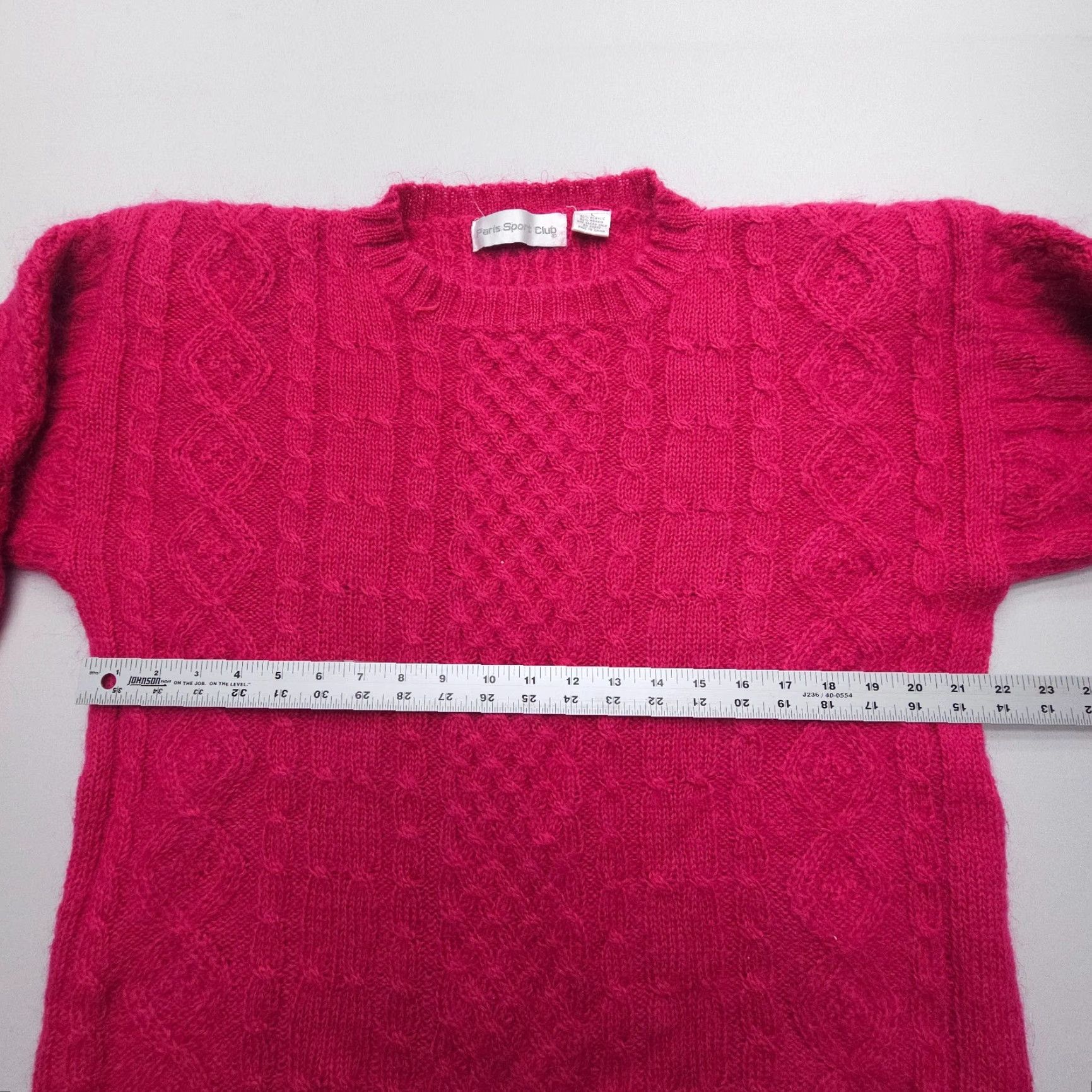 Vintage VINTAGE Paris Sport Club Mohair Blend Cable Knit Sweater Womens Large Pink Mohair Cable-Knit Pullover Winter Fall Spring Mock Neck Skirt? Size L / US 10 / IT 46 - 6 Thumbnail