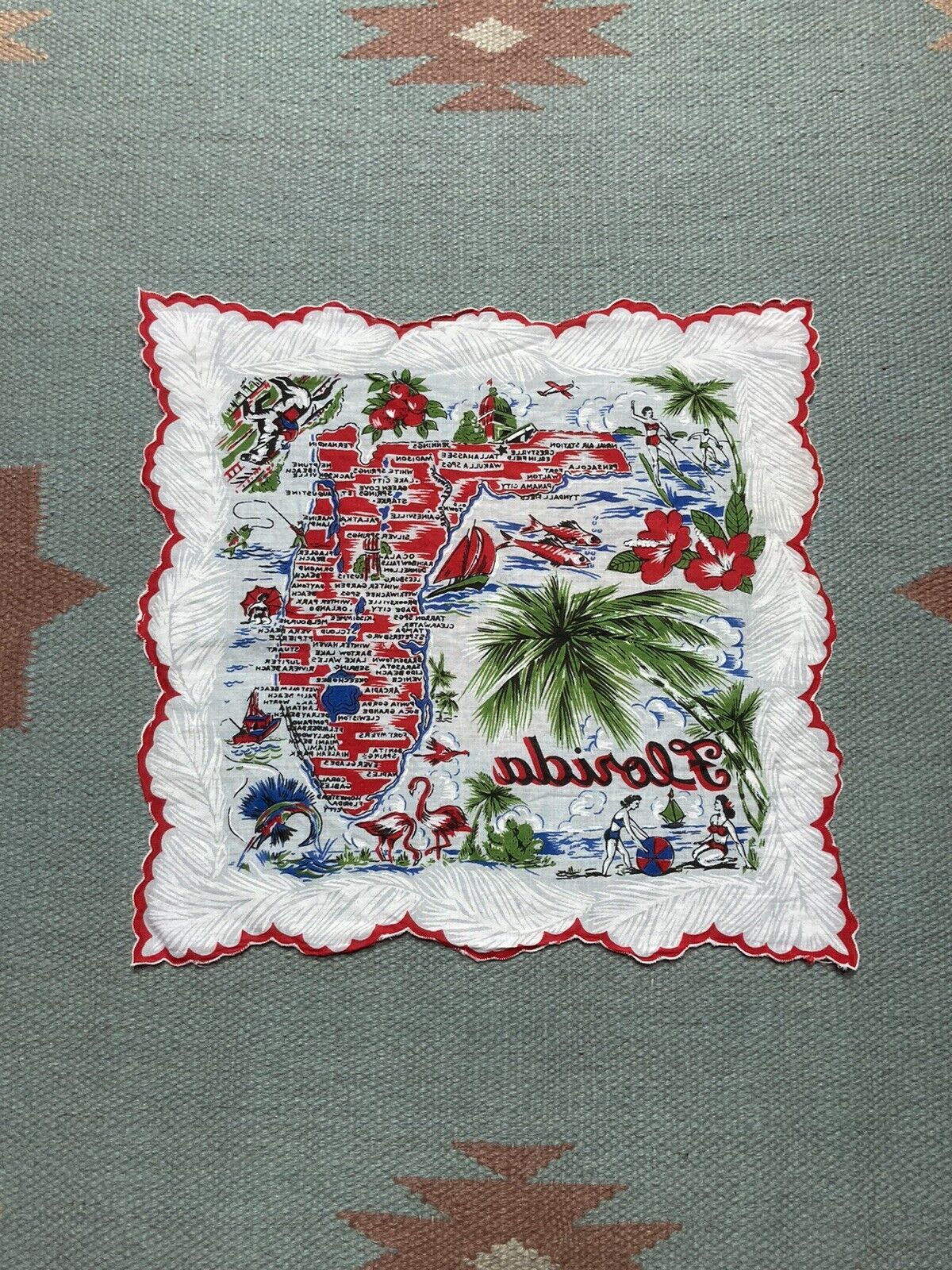 Vintage 1950s Florida souvenir hanky handkerchief bandana pre Disney Size ONE SIZE - 7 Thumbnail
