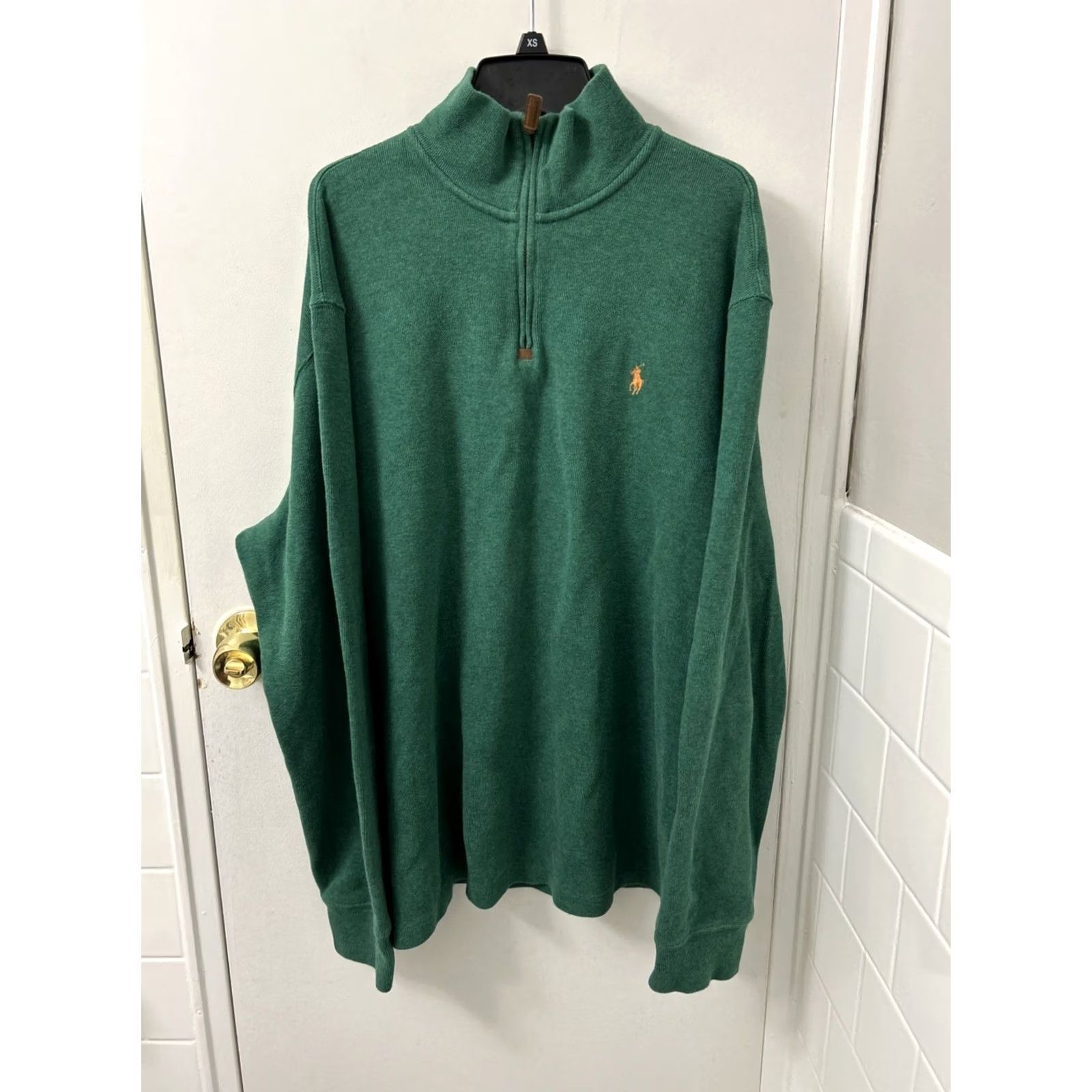 Ralph Lauren Polo Ralph Lauren Sweater Mens XL Green 1/4 Zip Pullover Rib Knit High Neck Long Sleeve Embroidered Pony Logo Classic Preppy Size US XL / EU 56 / 4 - 2 Thumbnail
