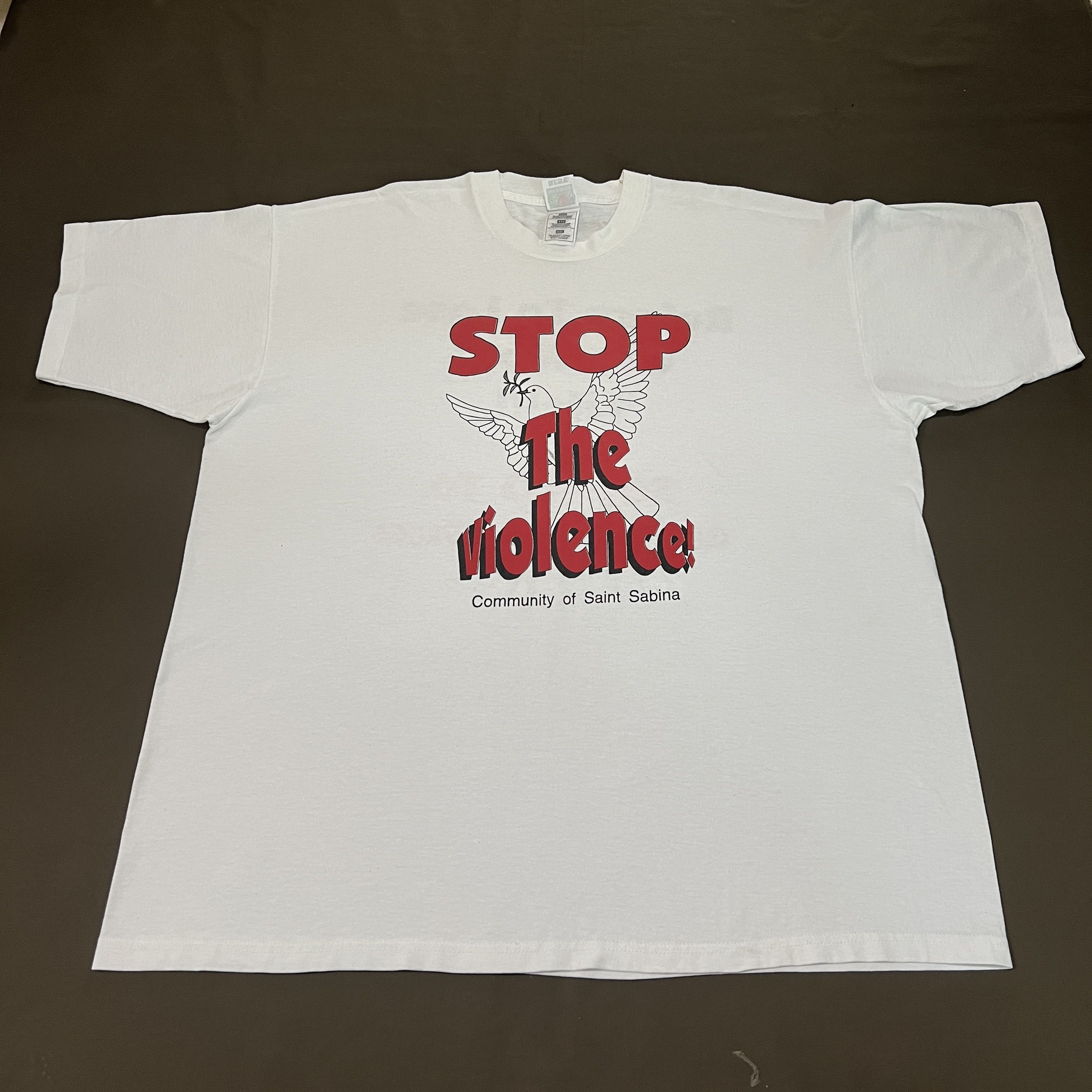 Vintage Vintage Stop the violence God Jesus Holy Bible Tee 2XL Size US XXL / EU 58 / 5 - 2 Thumbnail