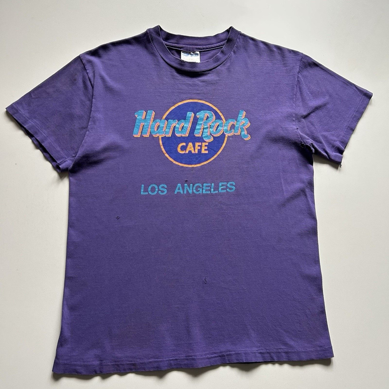Vintage Hard Rock Cafe Los Angeles Shirt Medium Faded Purple