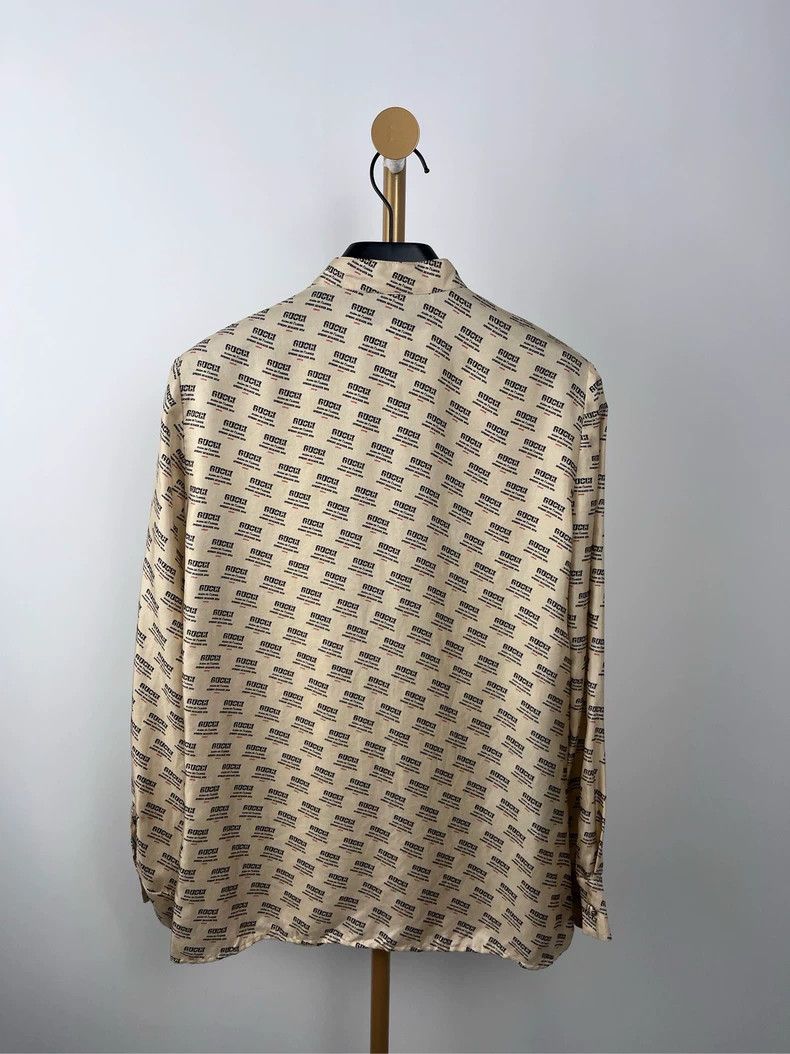 Gucci Gucci Beige full-print logo mulberry silk long-sleeved shir Size S / US 4 / IT 40 - 2 Thumbnail