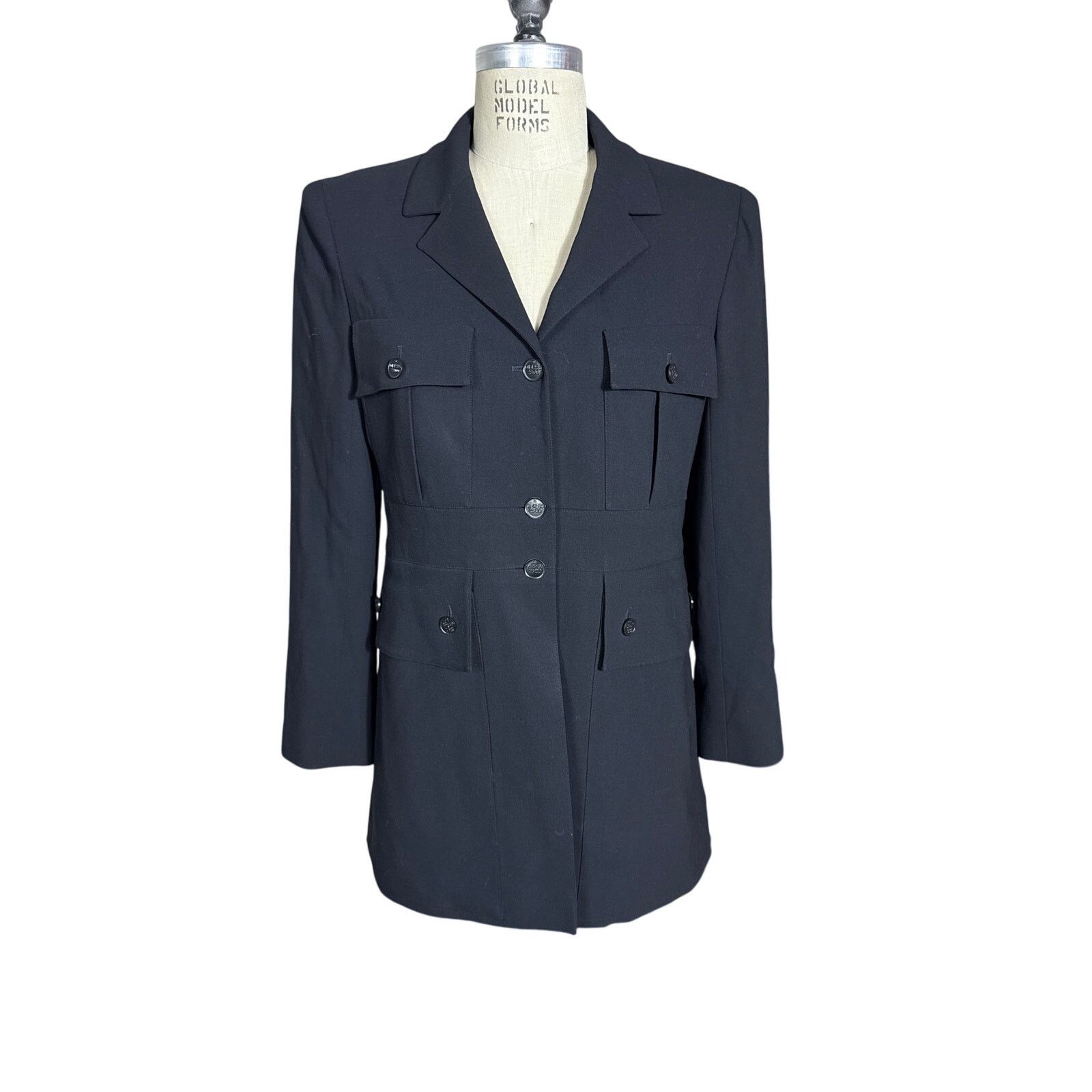 Chanel Vintage 90s Chanel Long 4 Pocket Wool Blazer in Black Size XL / US 12-14 / IT 48-50 - 11 Thumbnail